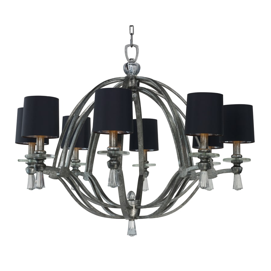 Studio M Triomphe 8 Light 38" Wide Chandelier with Silk Shades and Crystal Accents