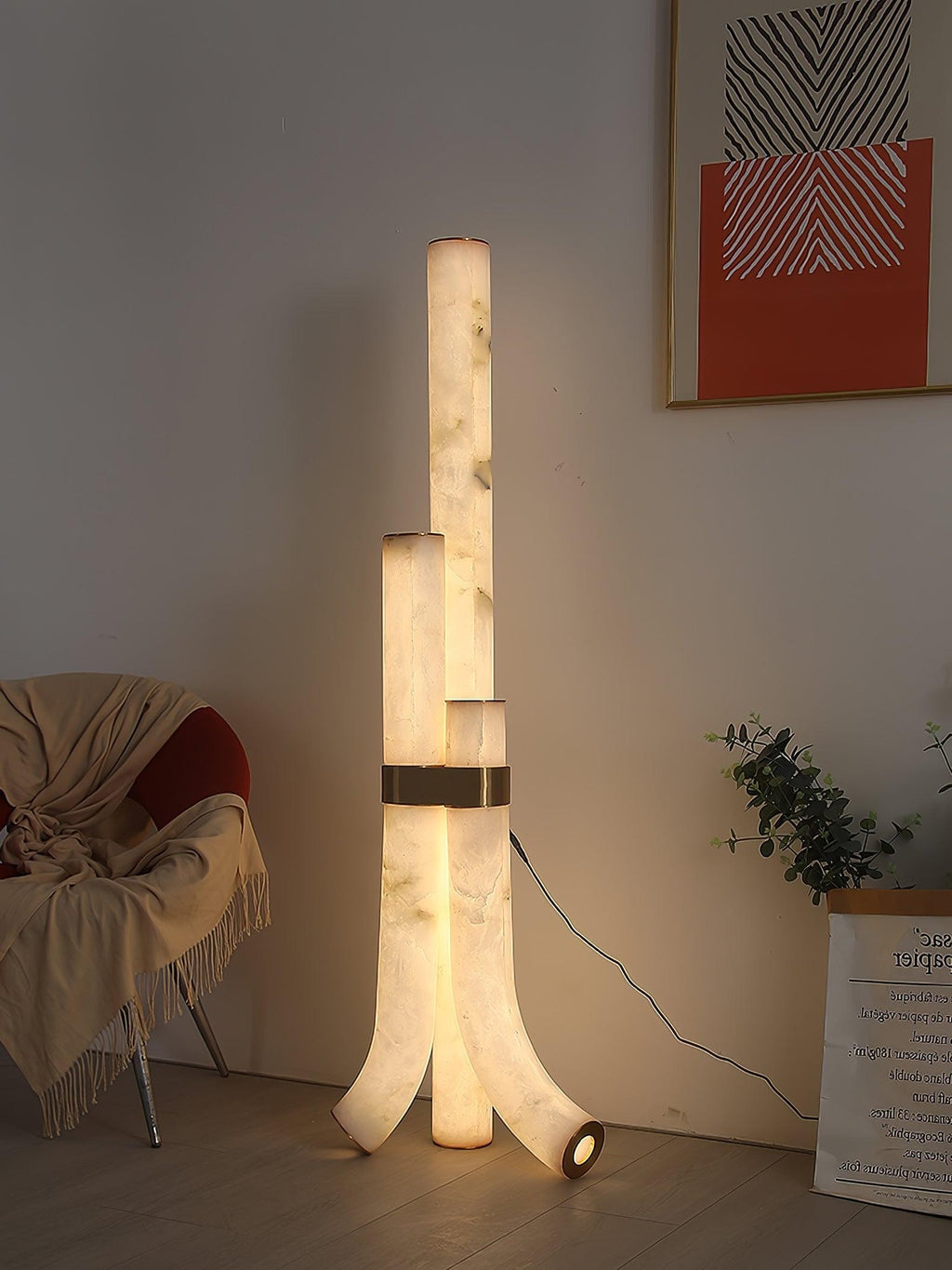 Trivera Alabaster Column Floor Lamp