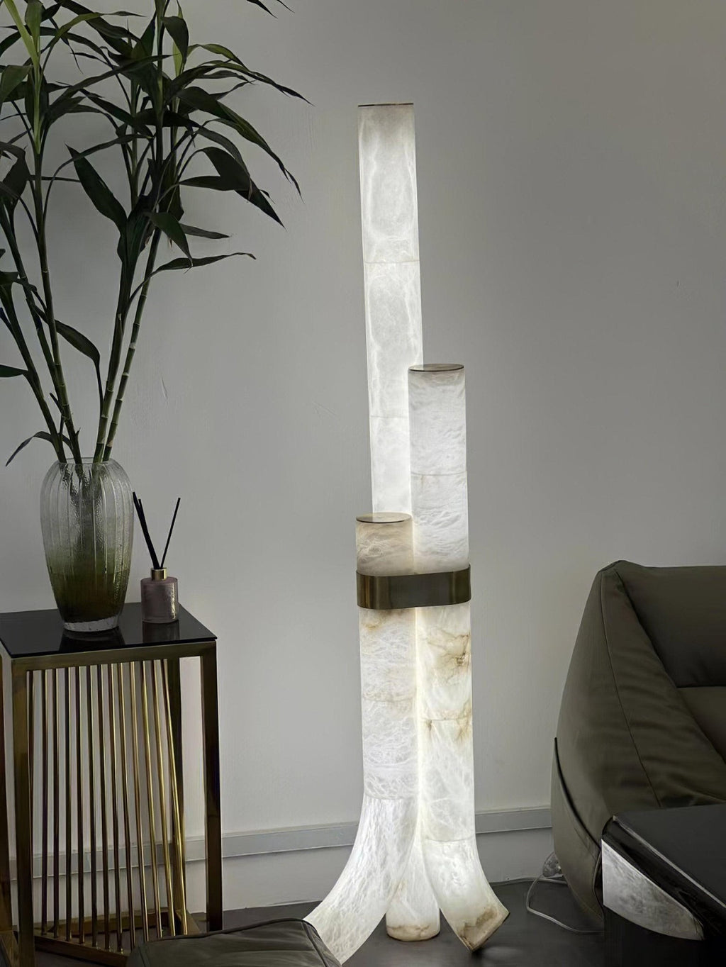 Trivera Alabaster Column Floor Lamp