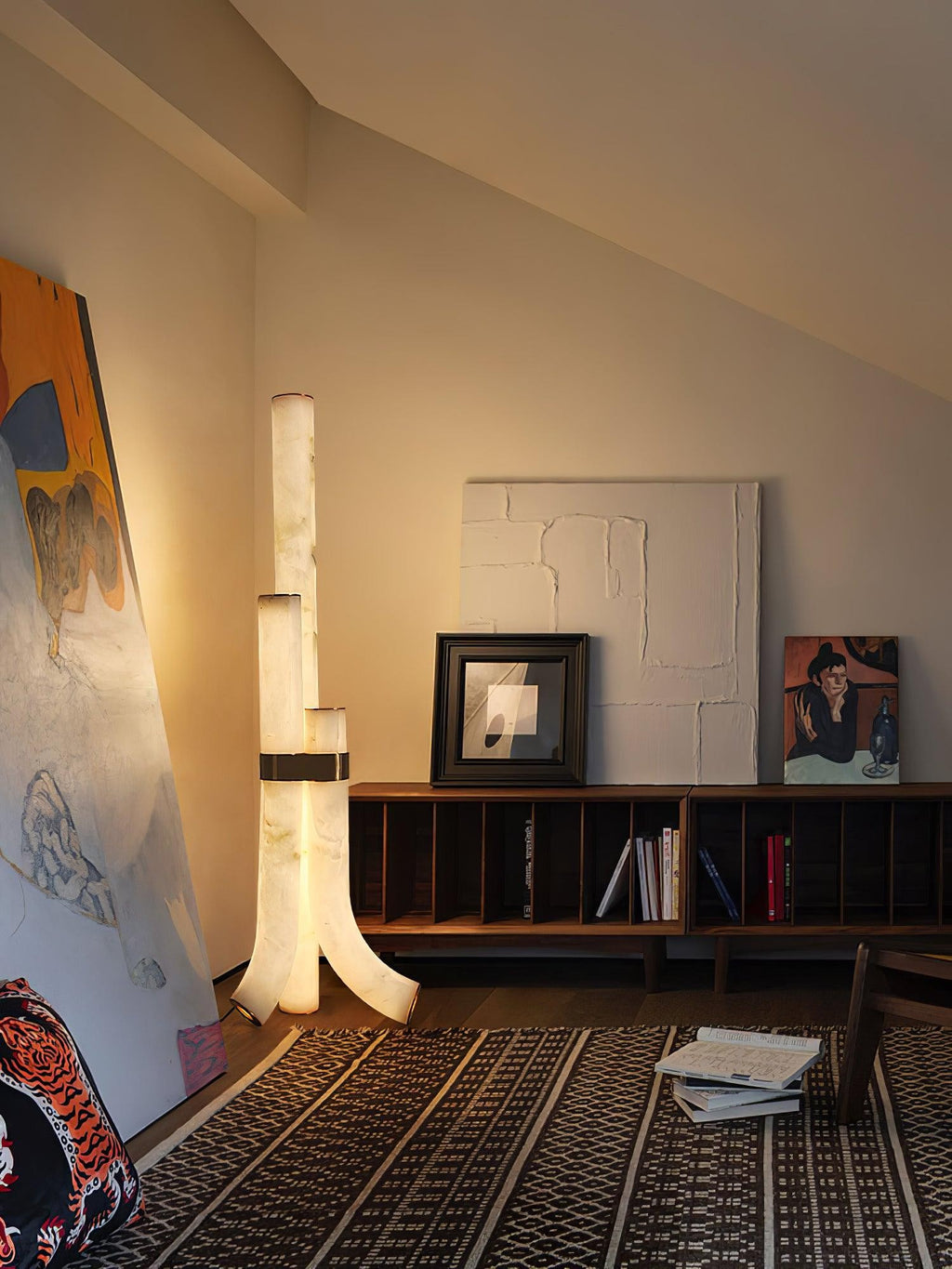 Trivera Alabaster Column Floor Lamp