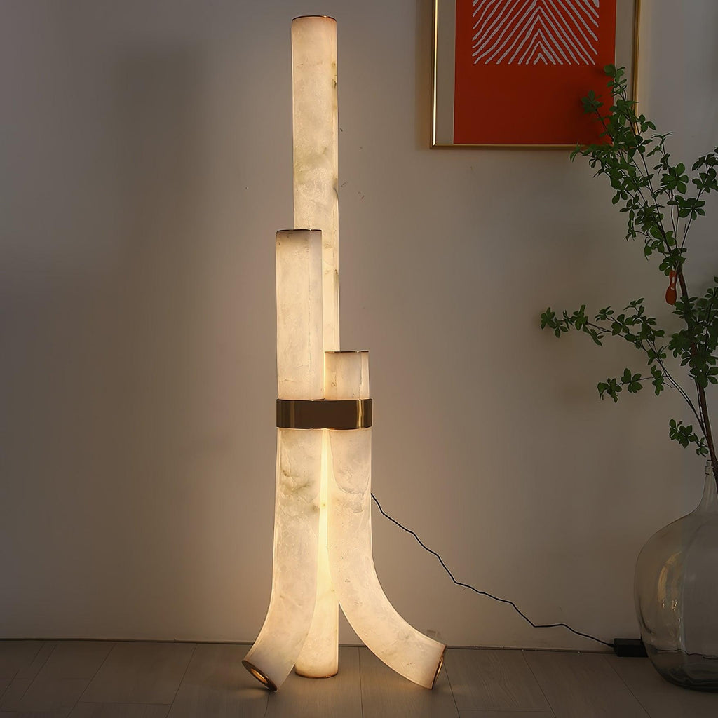 Trivera Alabaster Column Floor Lamp
