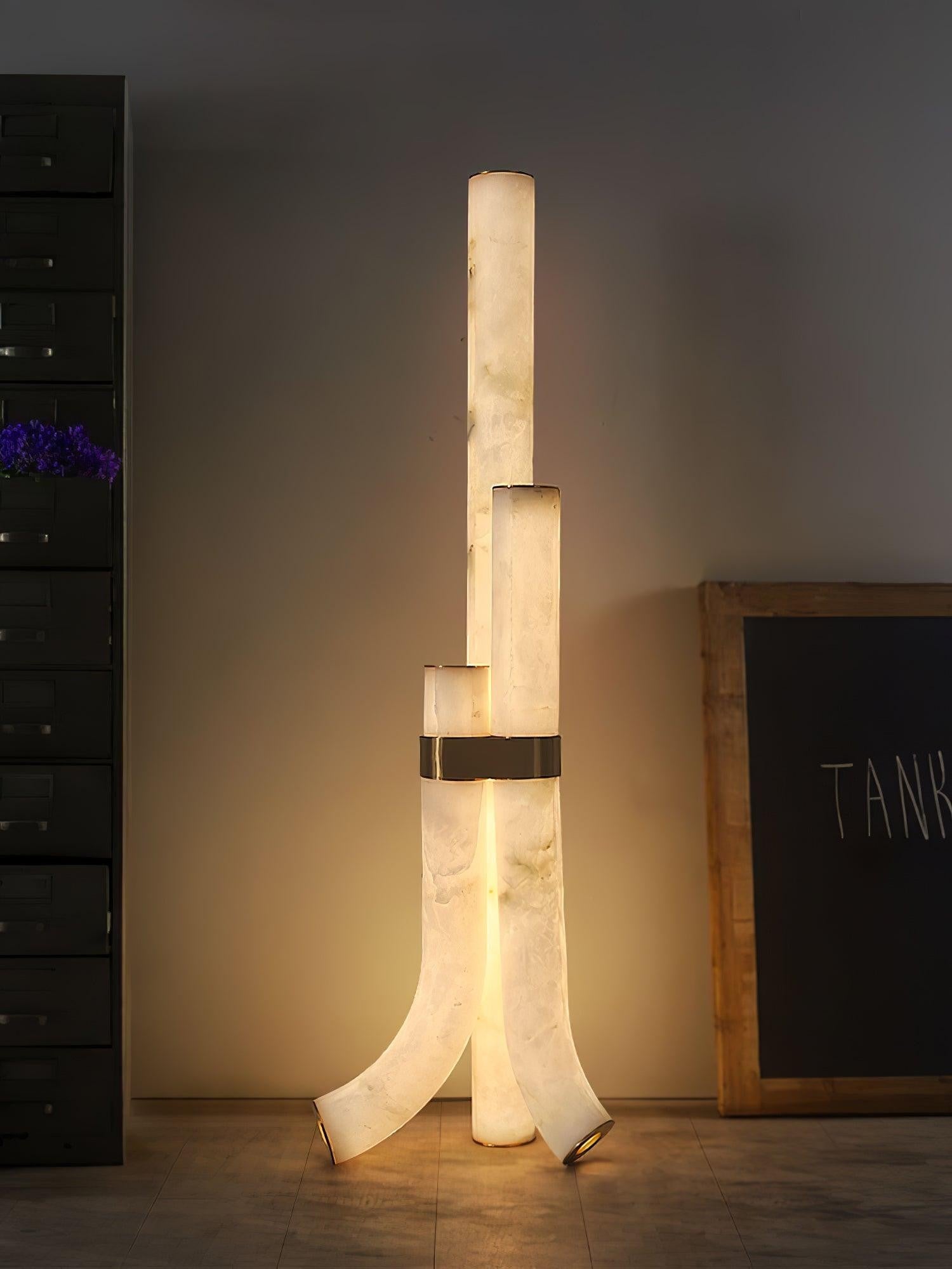 Trivera Alabaster Column Floor Lamp