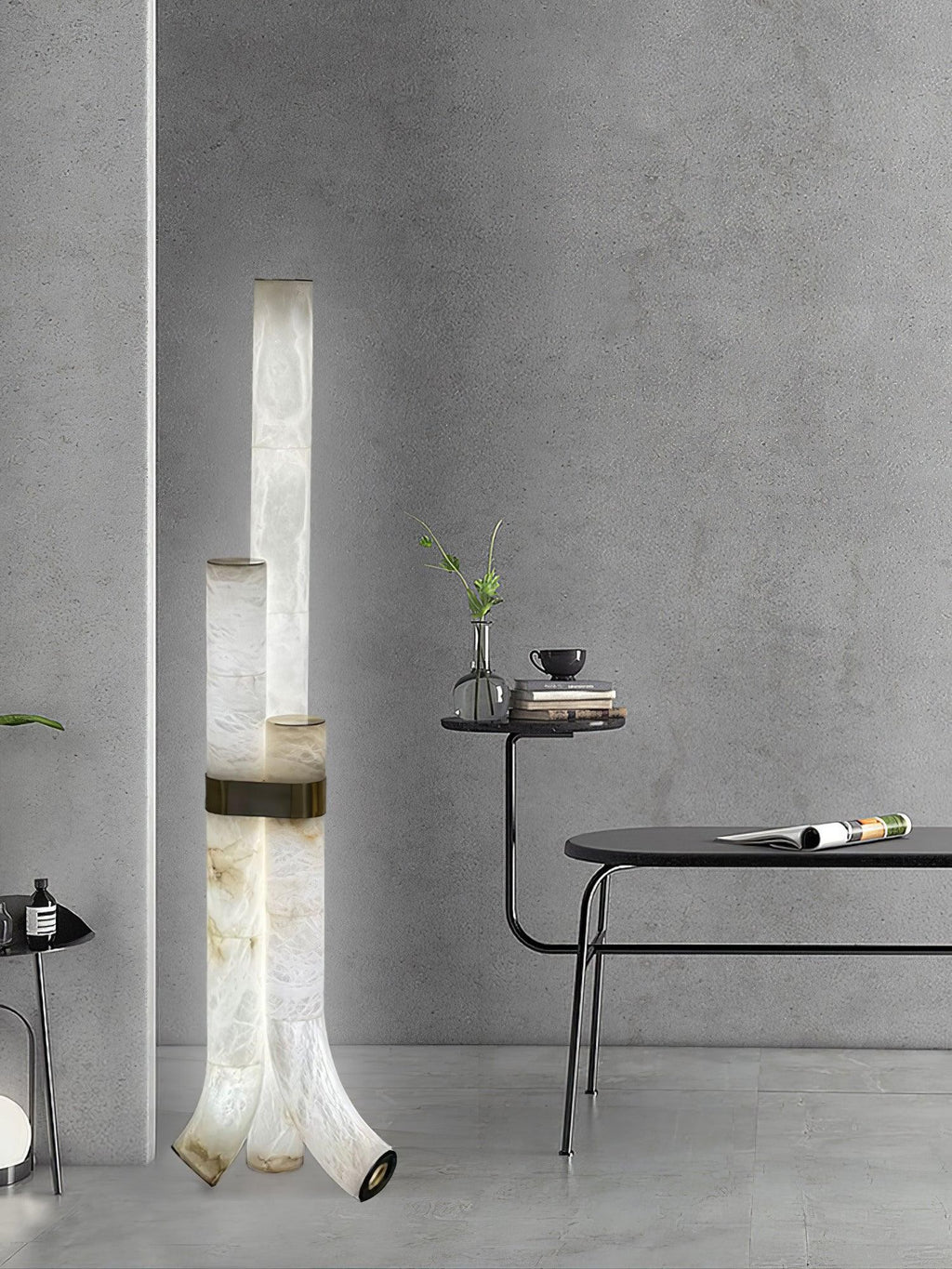 Trivera Alabaster Column Floor Lamp
