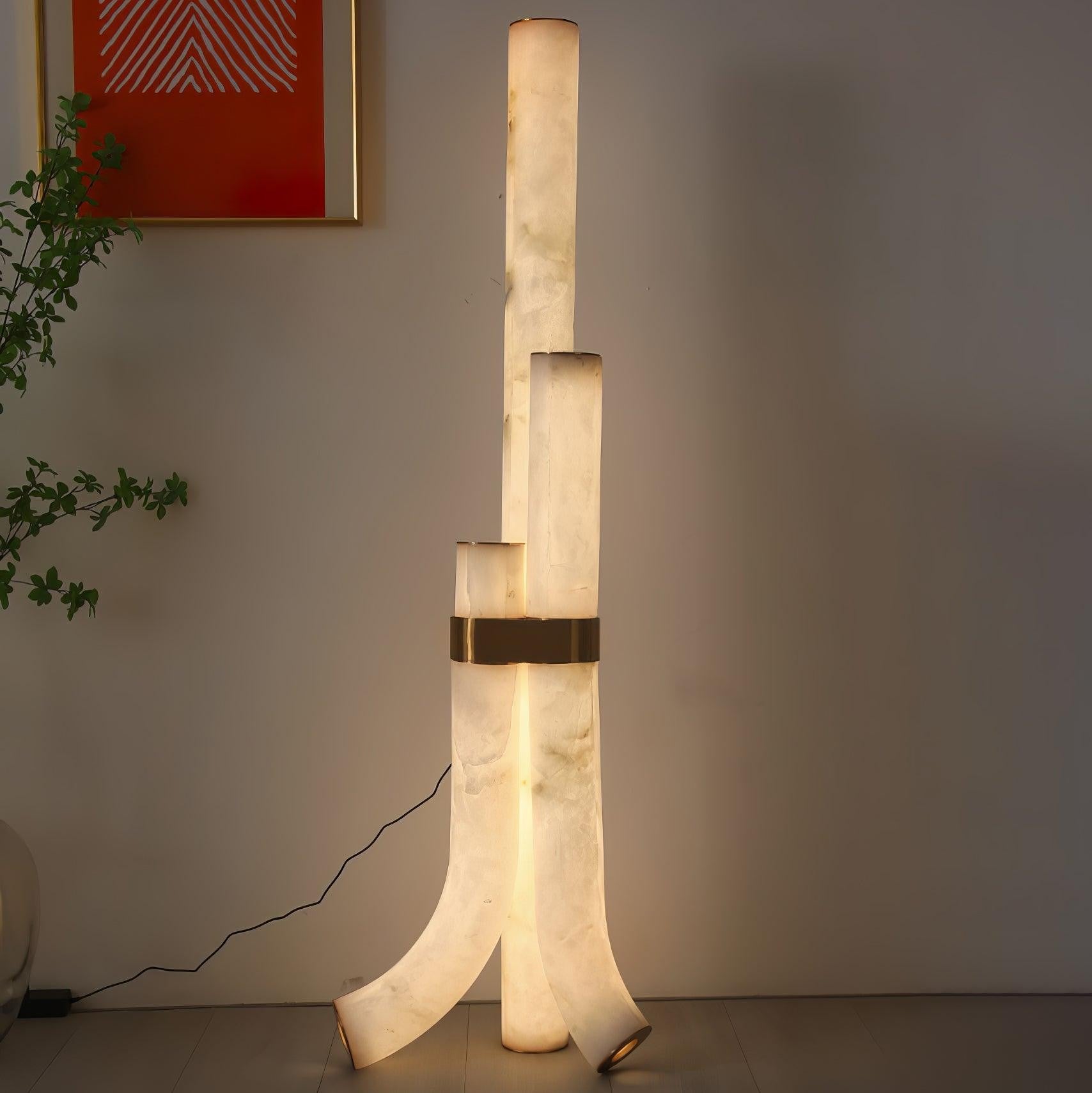 Trivera Alabaster Column Floor Lamp