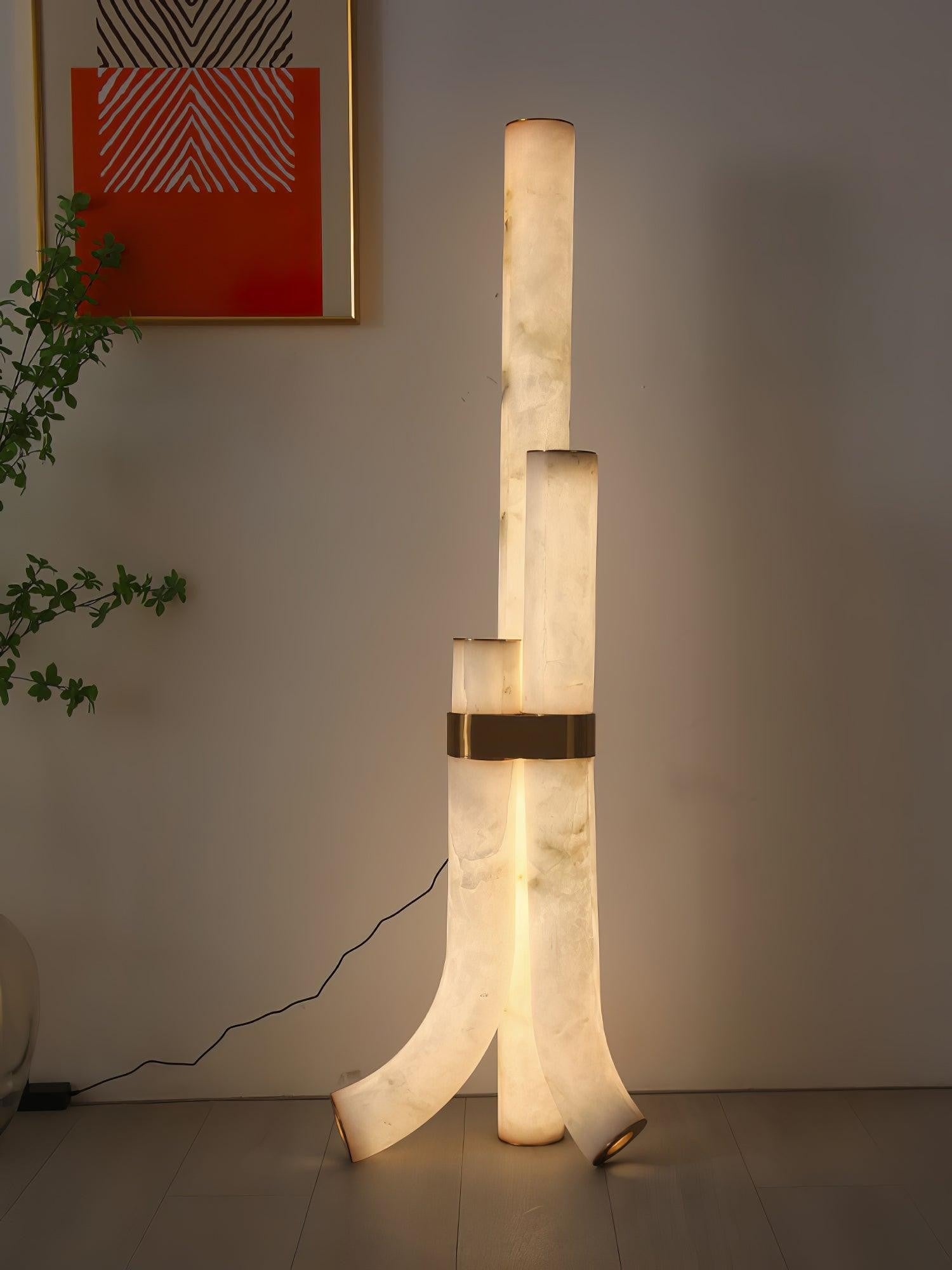 Trivera Alabaster Column Floor Lamp