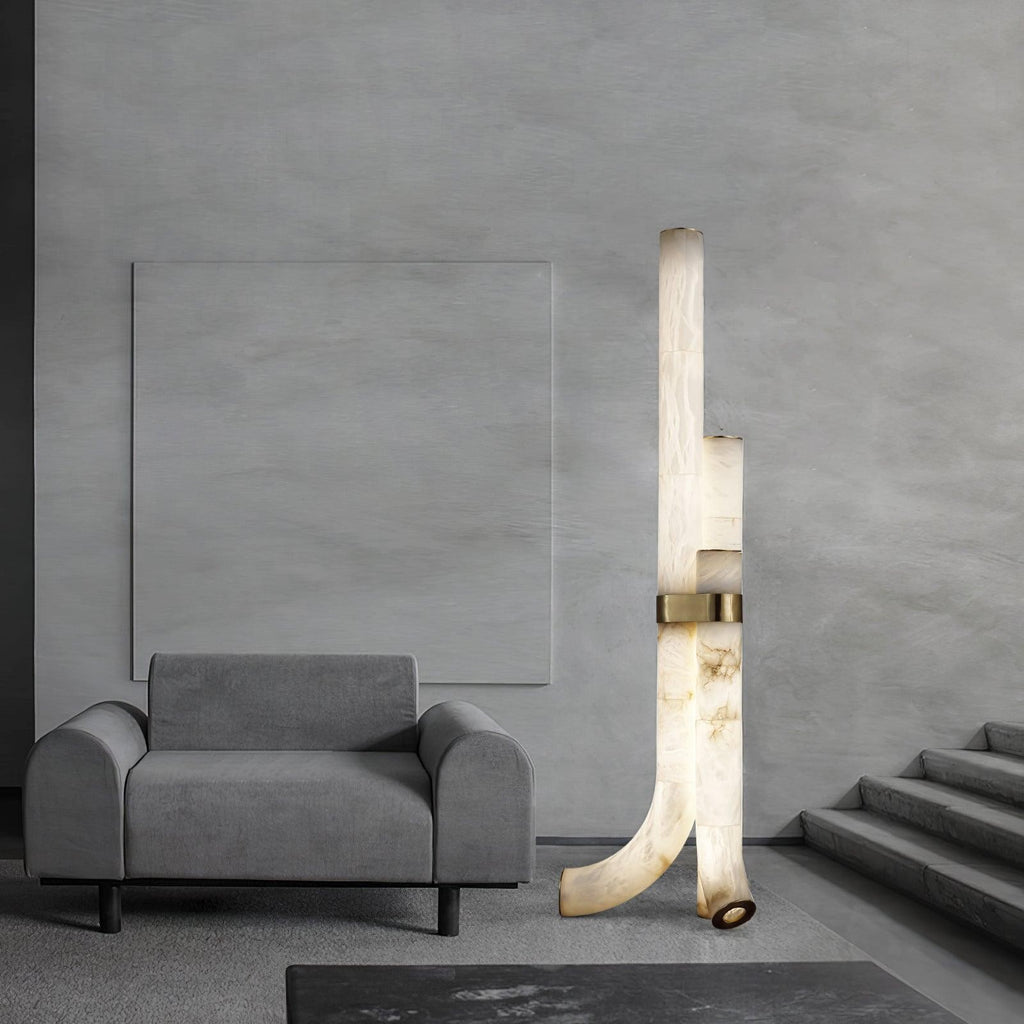 Trivera Alabaster Column Floor Lamp