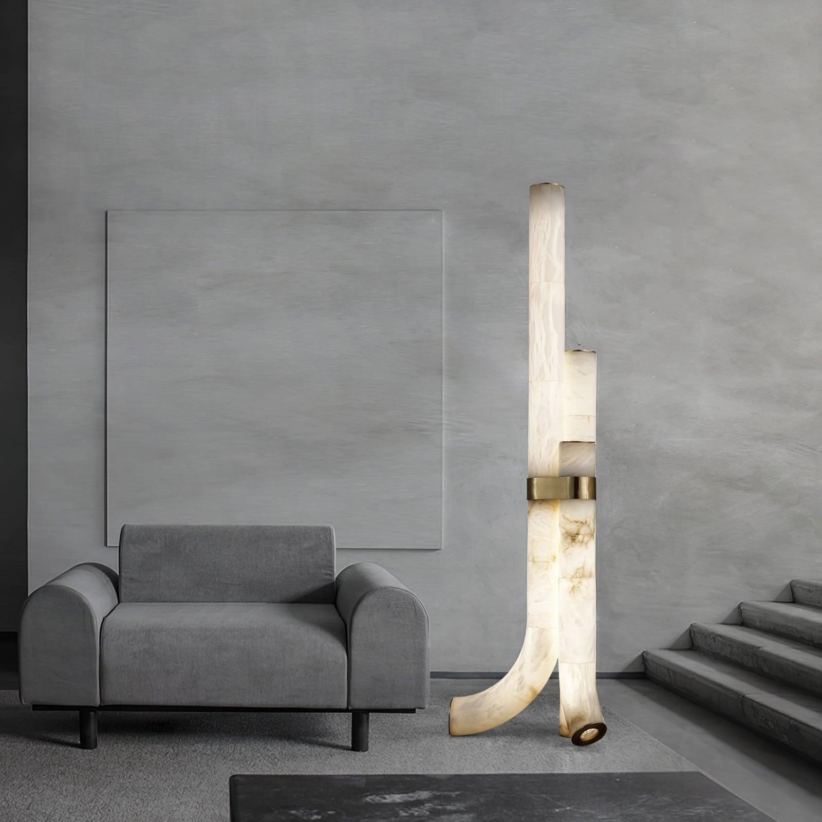 Trivera Alabaster Column Floor Lamp