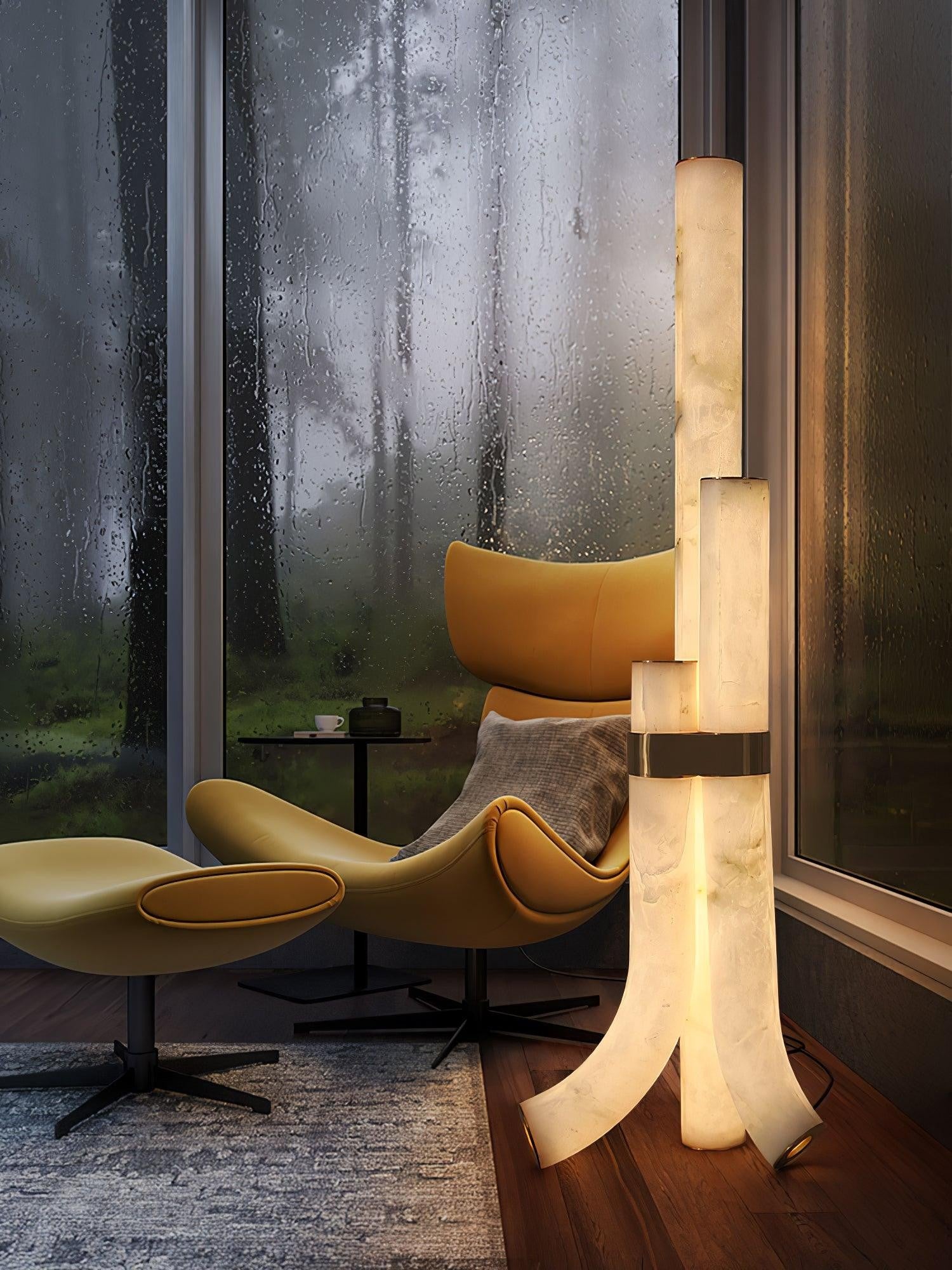 Trivera Alabaster Column Floor Lamp