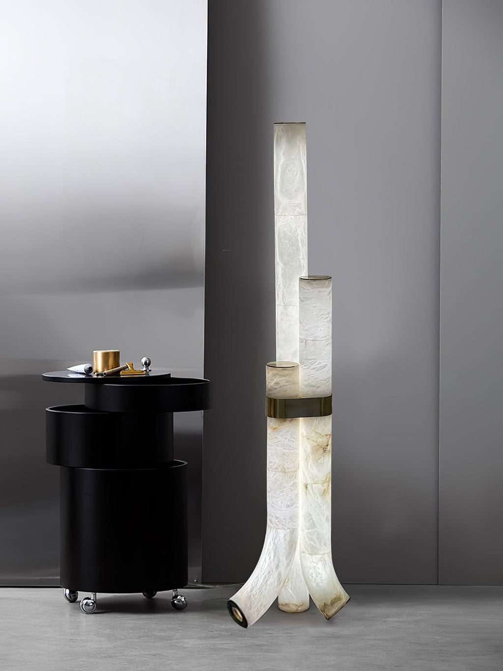 Trivera Alabaster Column Floor Lamp