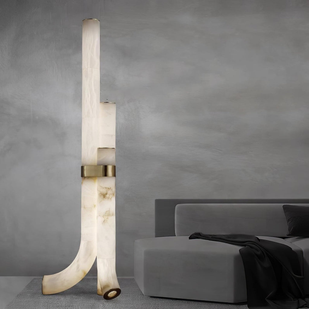 Trivera Alabaster Column Floor Lamp