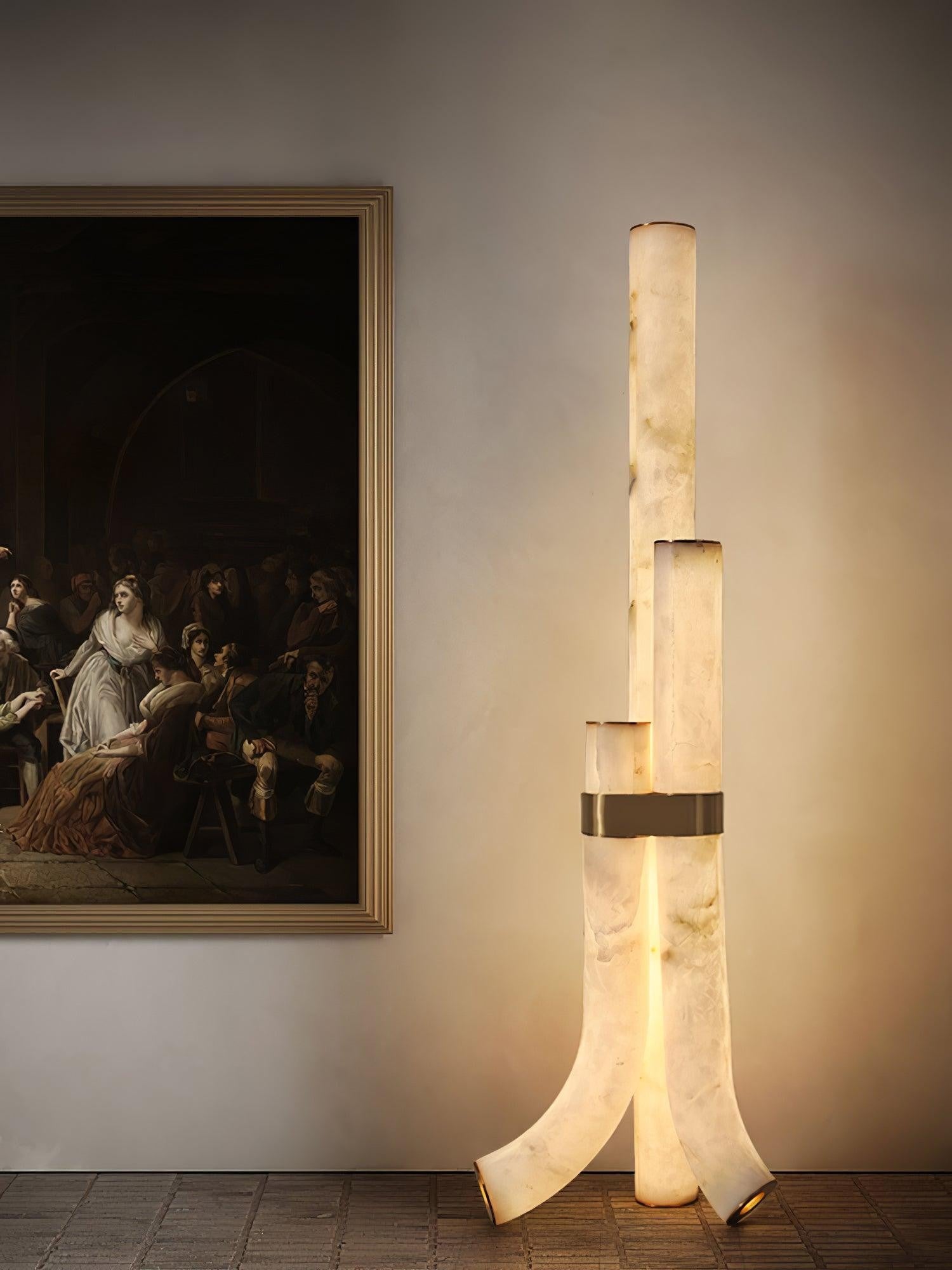 Trivera Alabaster Column Floor Lamp