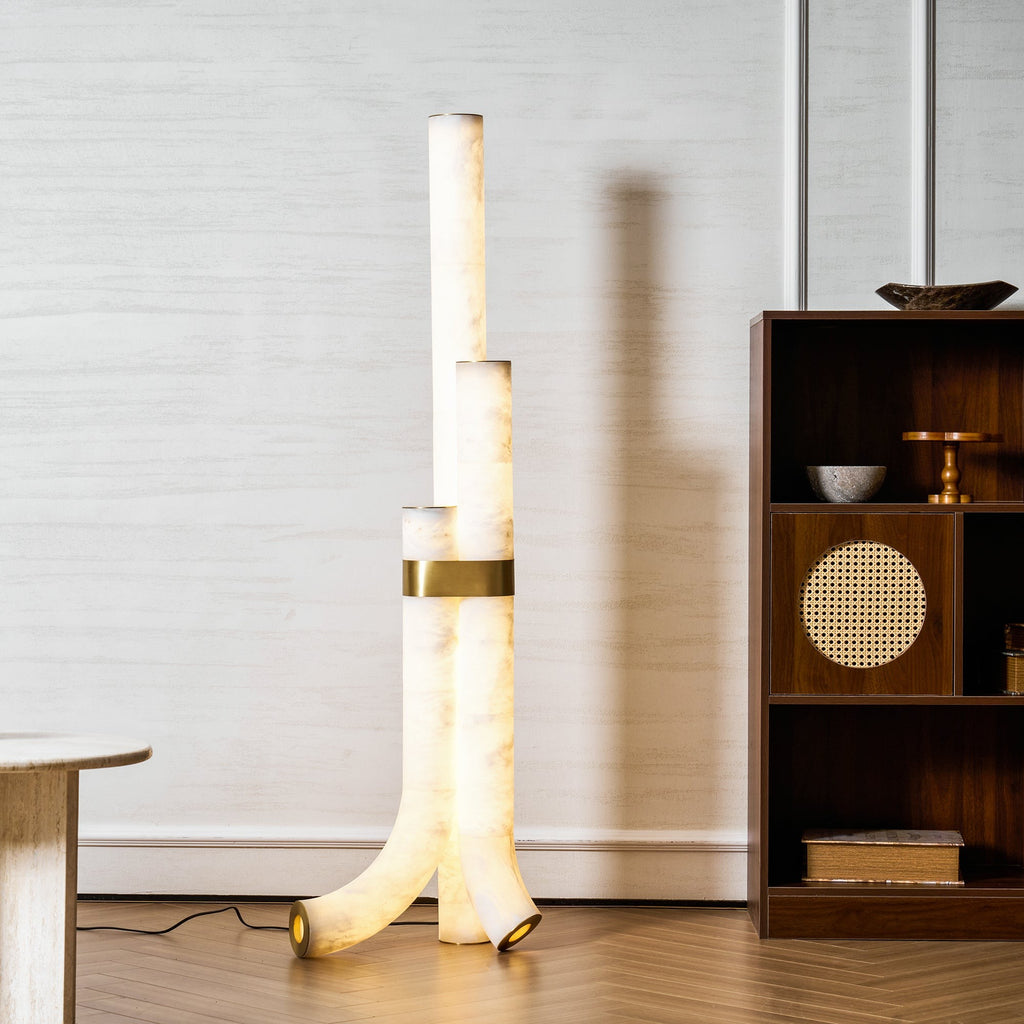 Trivera Alabaster Column Floor Lamp