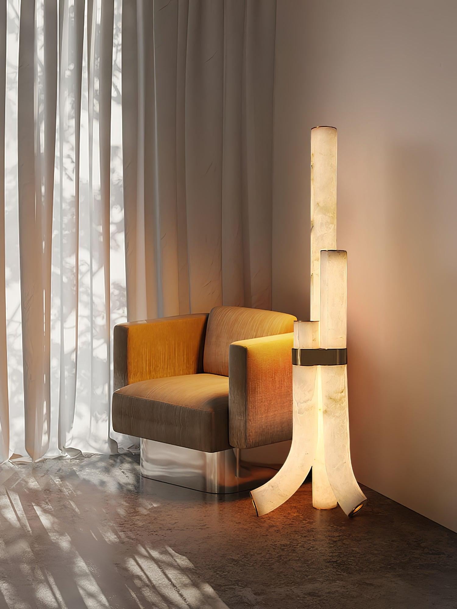 Trivera Alabaster Column Floor Lamp