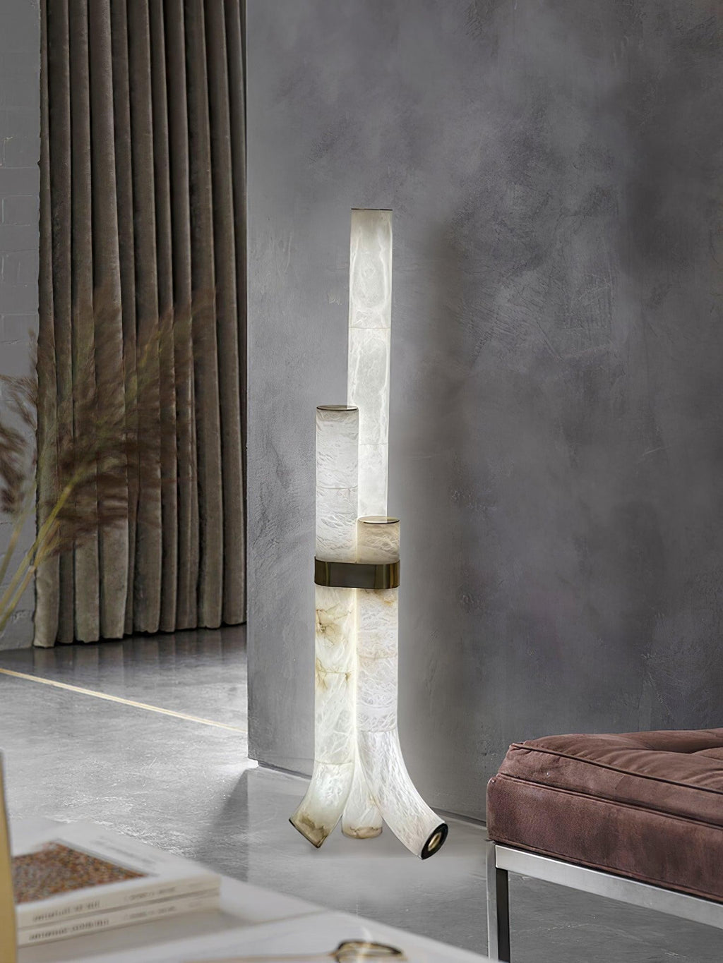 Trivera Alabaster Column Floor Lamp