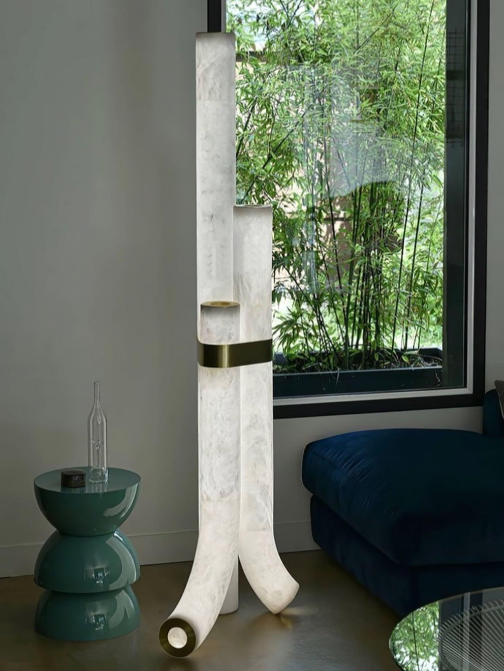 Trivera Alabaster Column Floor Lamp