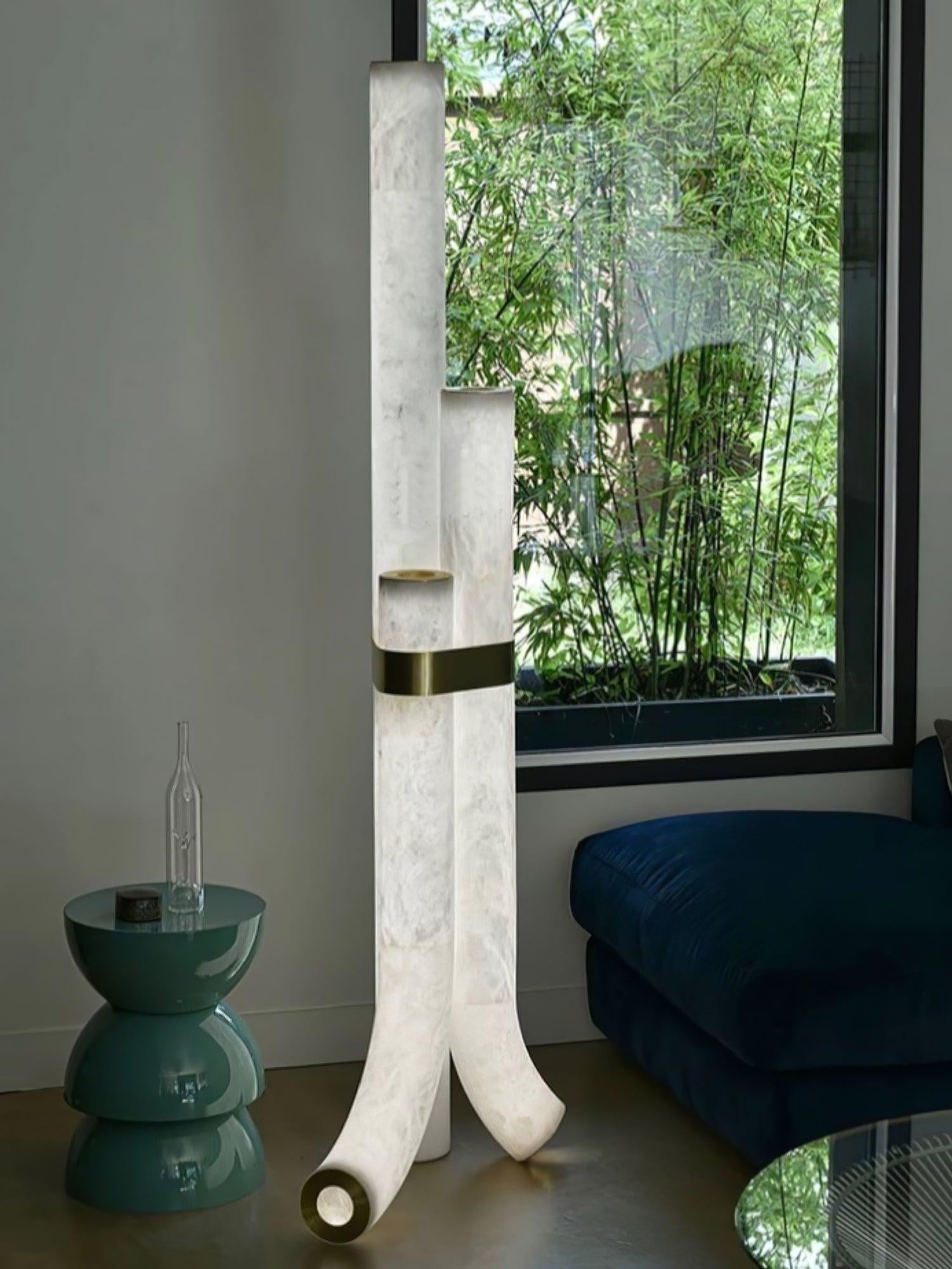 Trivera Alabaster Column Floor Lamp