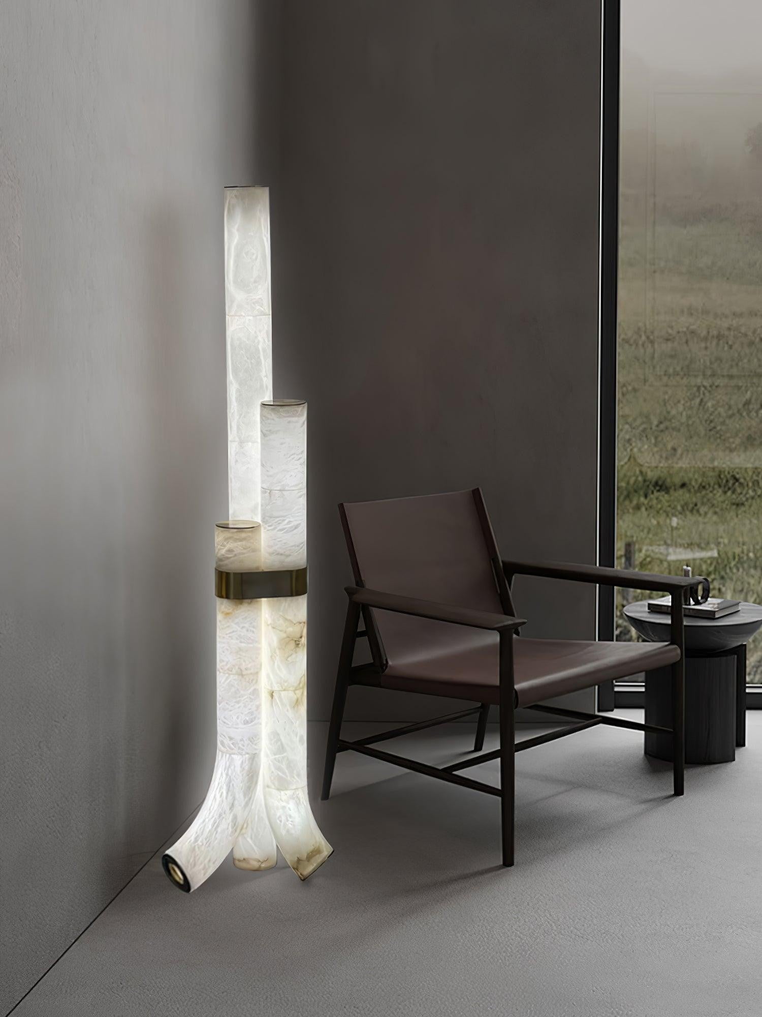 Trivera Alabaster Column Floor Lamp