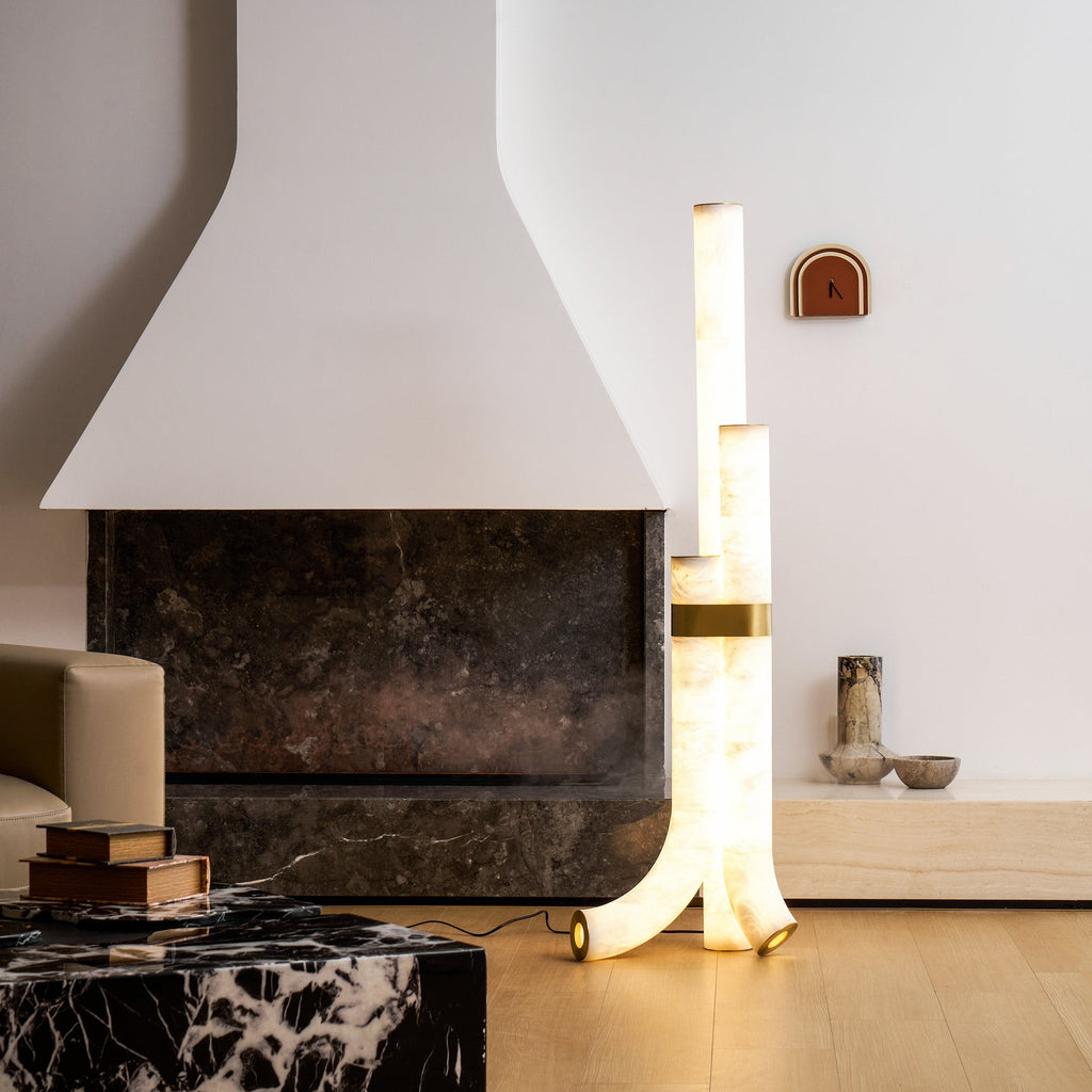 Trivera Alabaster Column Floor Lamp