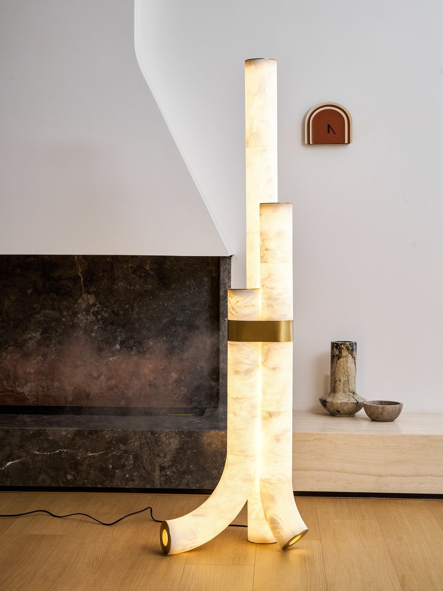 Trivera Alabaster Column Floor Lamp