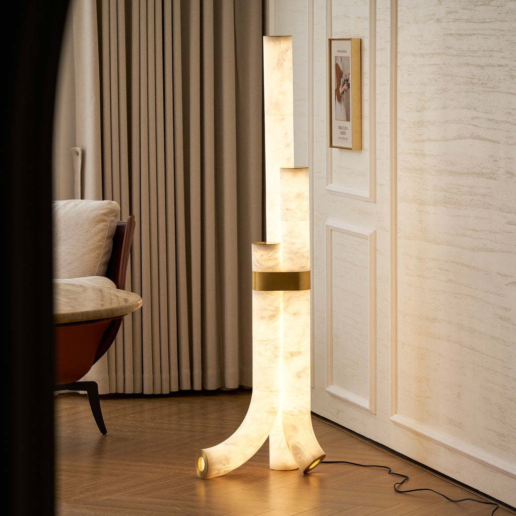 Trivera Alabaster Column Floor Lamp