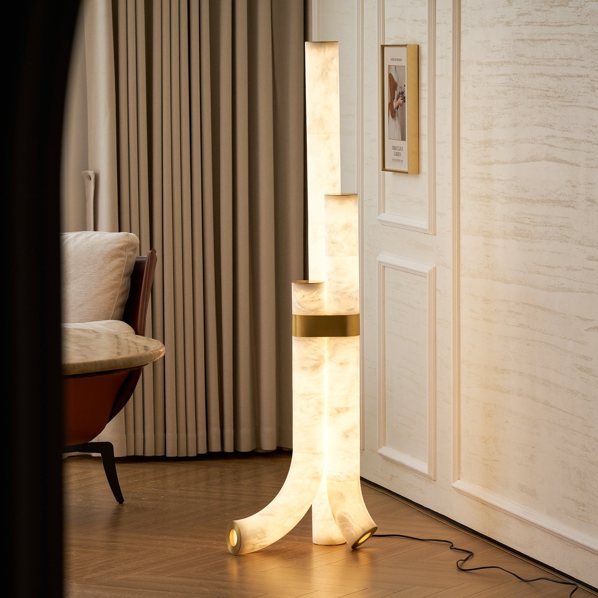 Trivera Alabaster Column Floor Lamp
