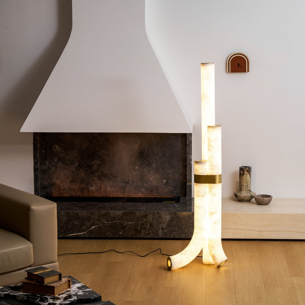 Trivera Alabaster Column Floor Lamp