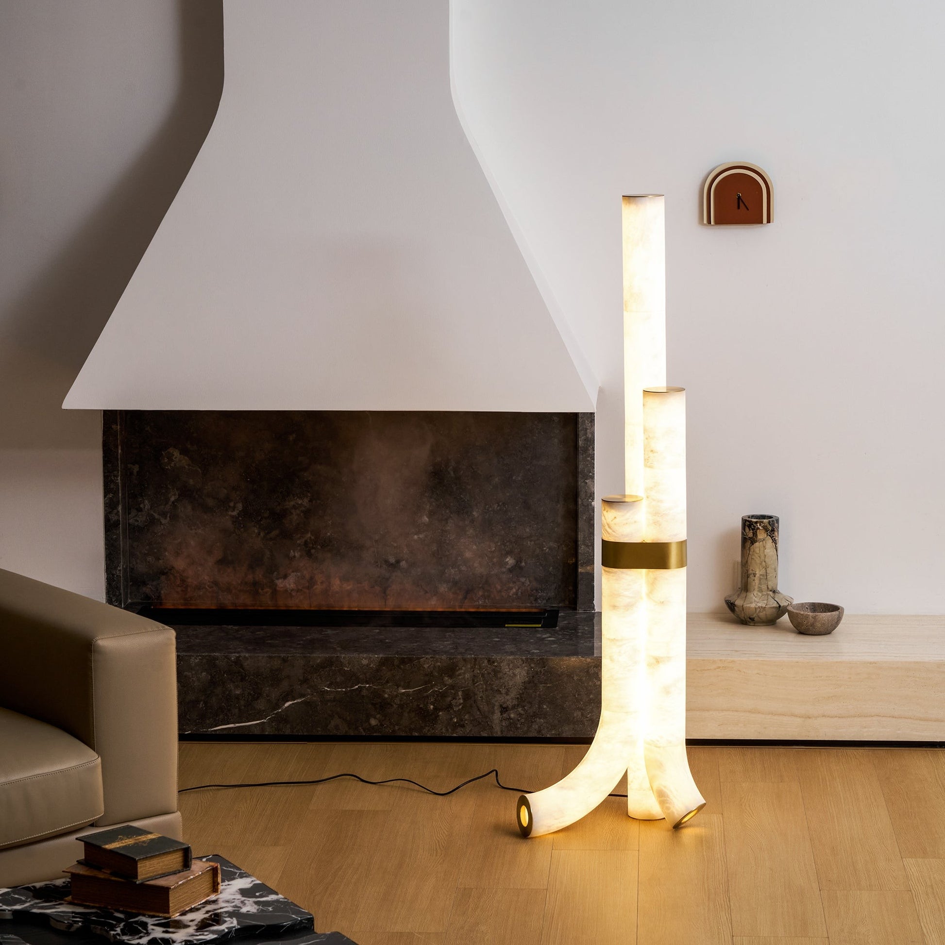 Trivera Alabaster Column Floor Lamp