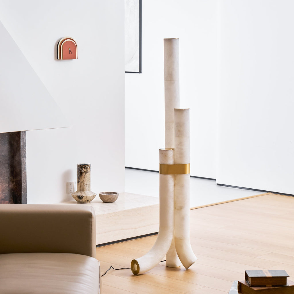 Trivera Alabaster Column Floor Lamp