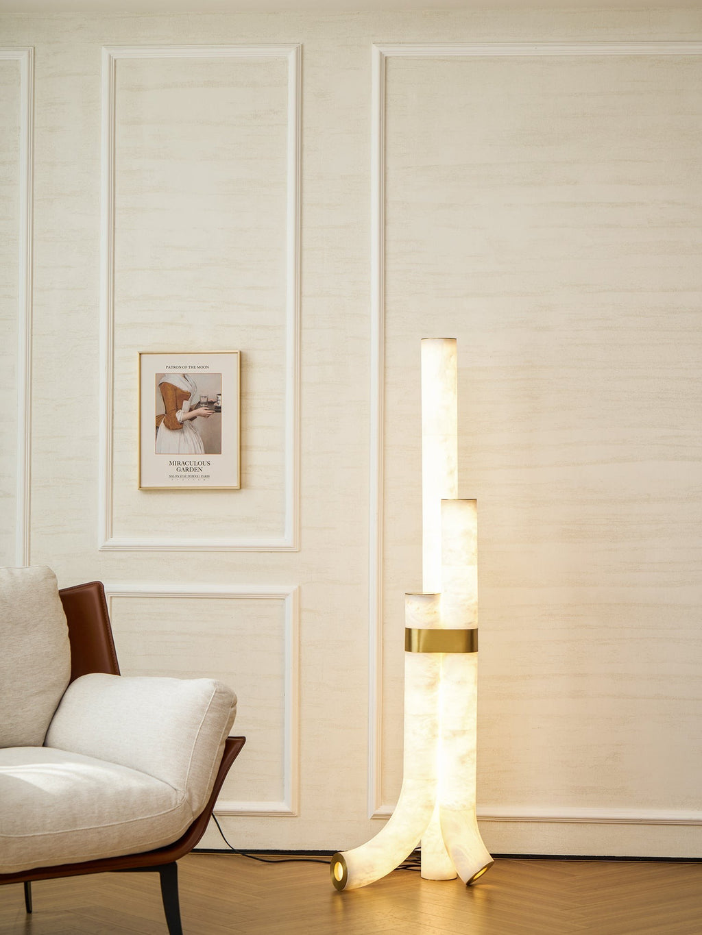 Trivera Alabaster Column Floor Lamp