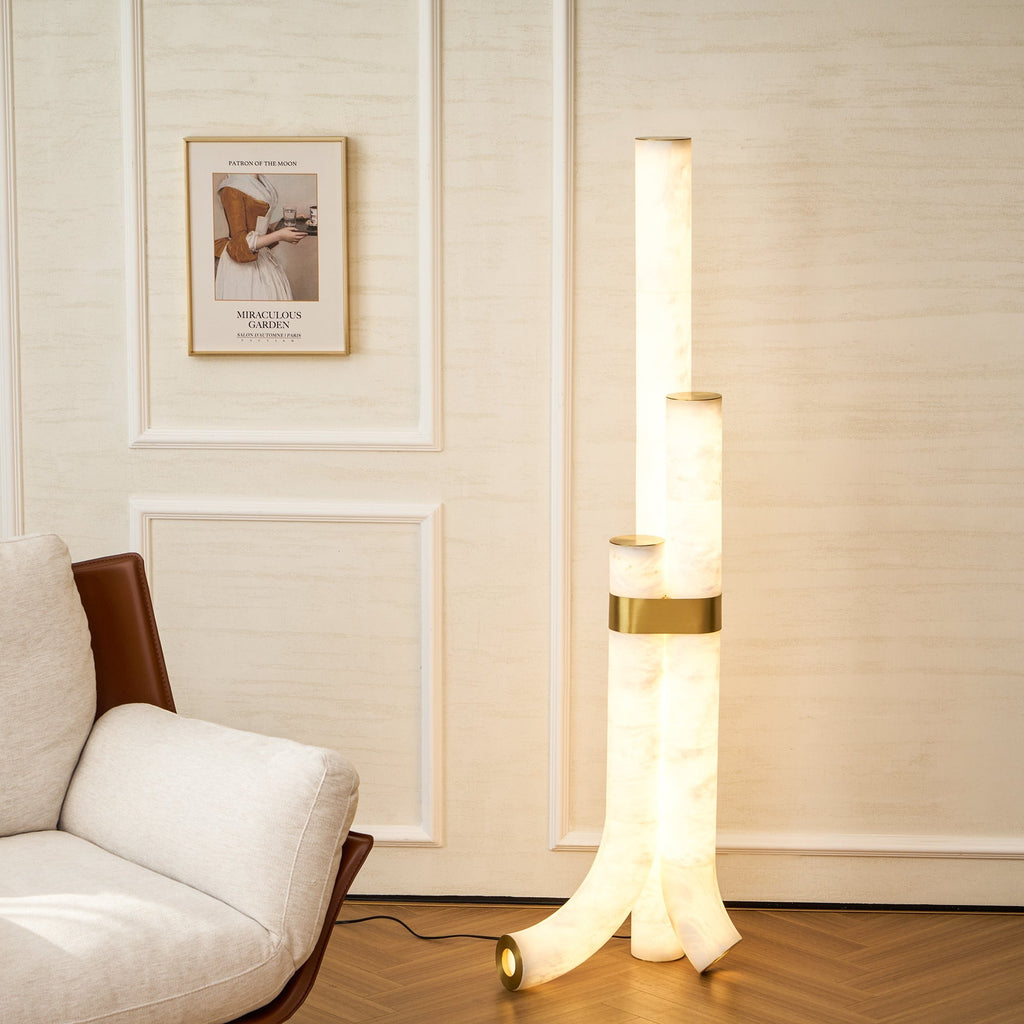 Trivera Alabaster Column Floor Lamp