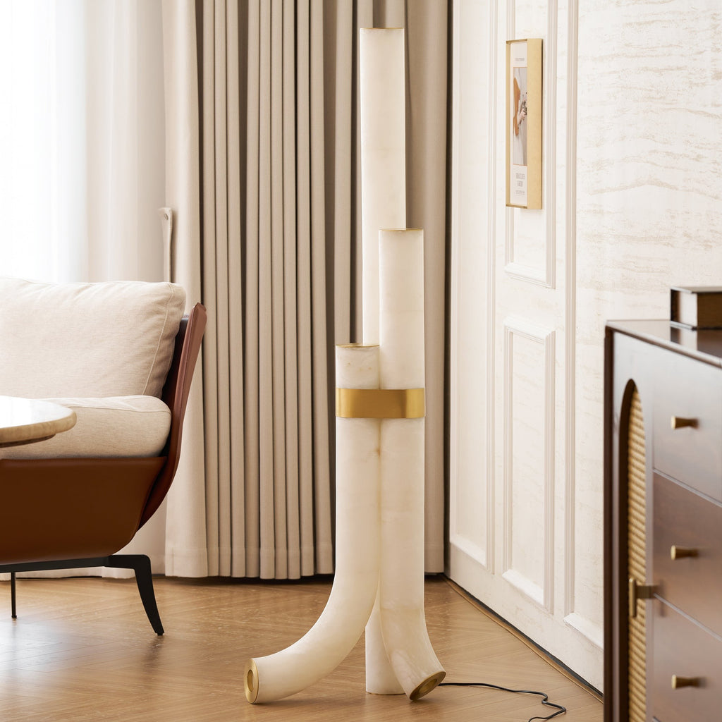 Trivera Alabaster Column Floor Lamp