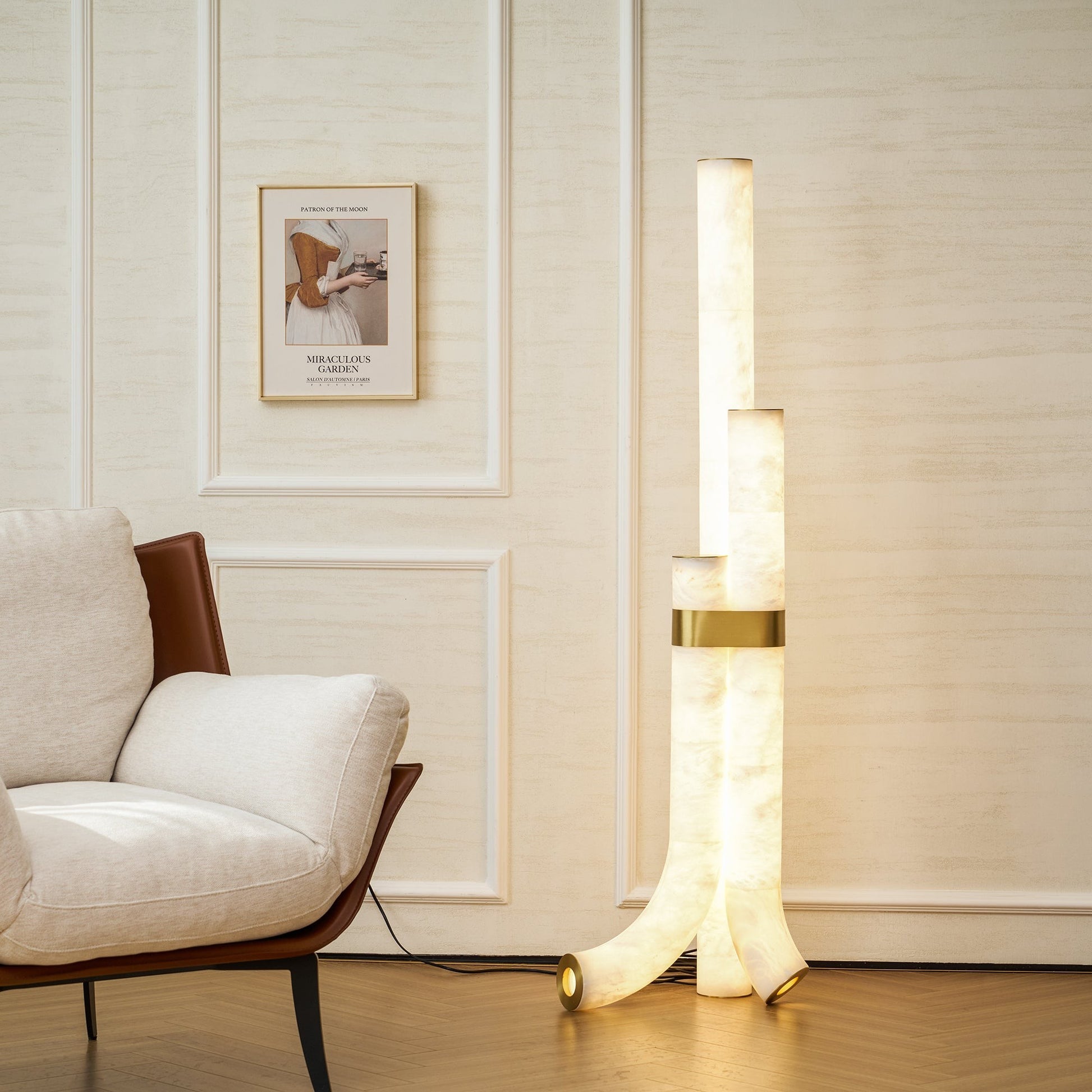 Trivera Alabaster Column Floor Lamp