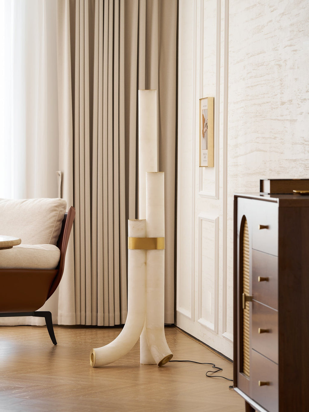 Trivera Alabaster Column Floor Lamp