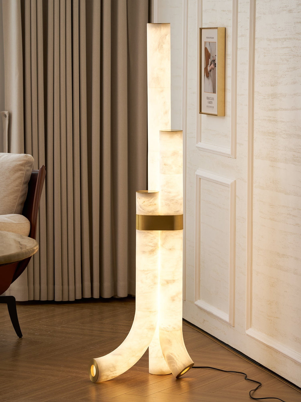 Trivera Alabaster Column Floor Lamp