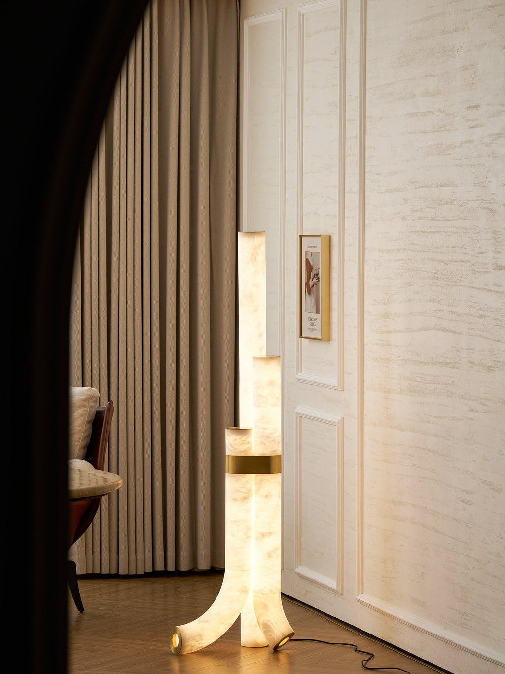 Trivera Alabaster Column Floor Lamp
