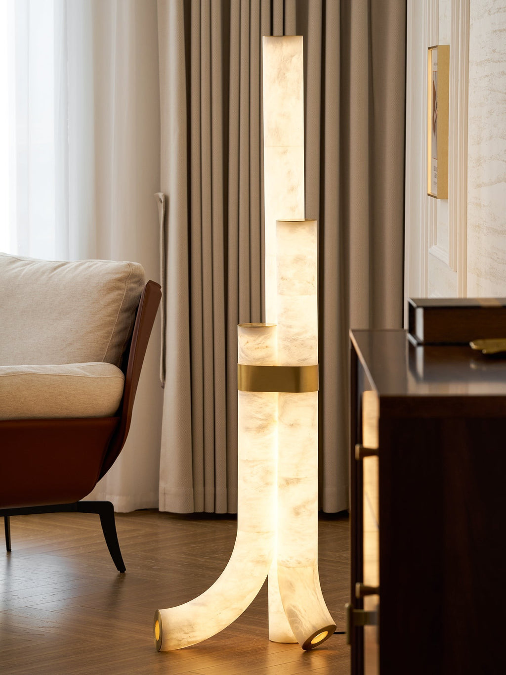 Trivera Alabaster Column Floor Lamp