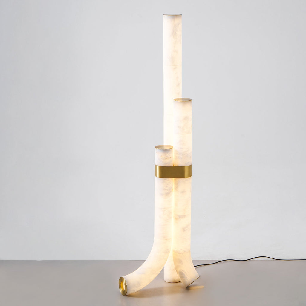 Trivera Alabaster Column Floor Lamp