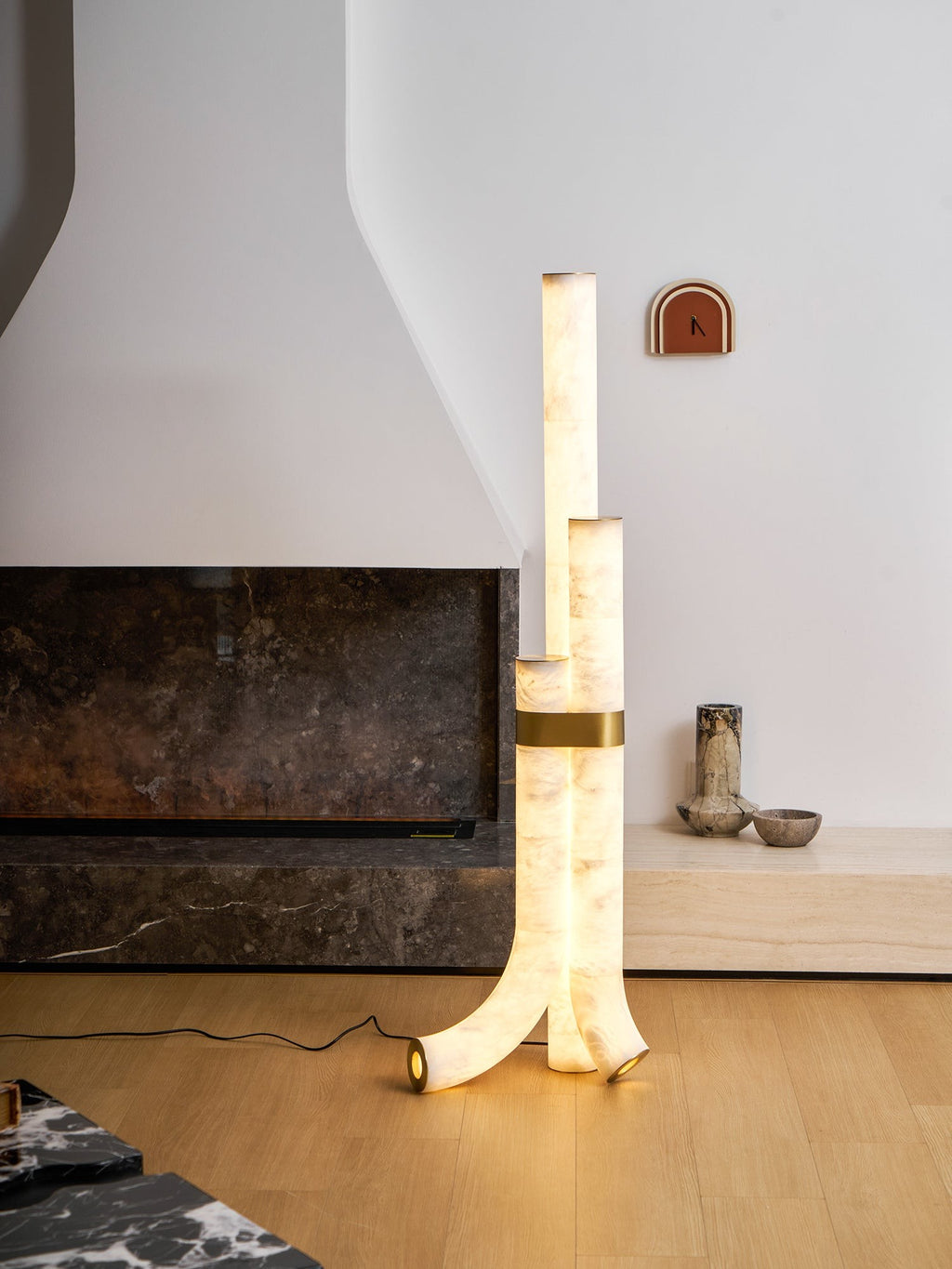 Trivera Alabaster Column Floor Lamp