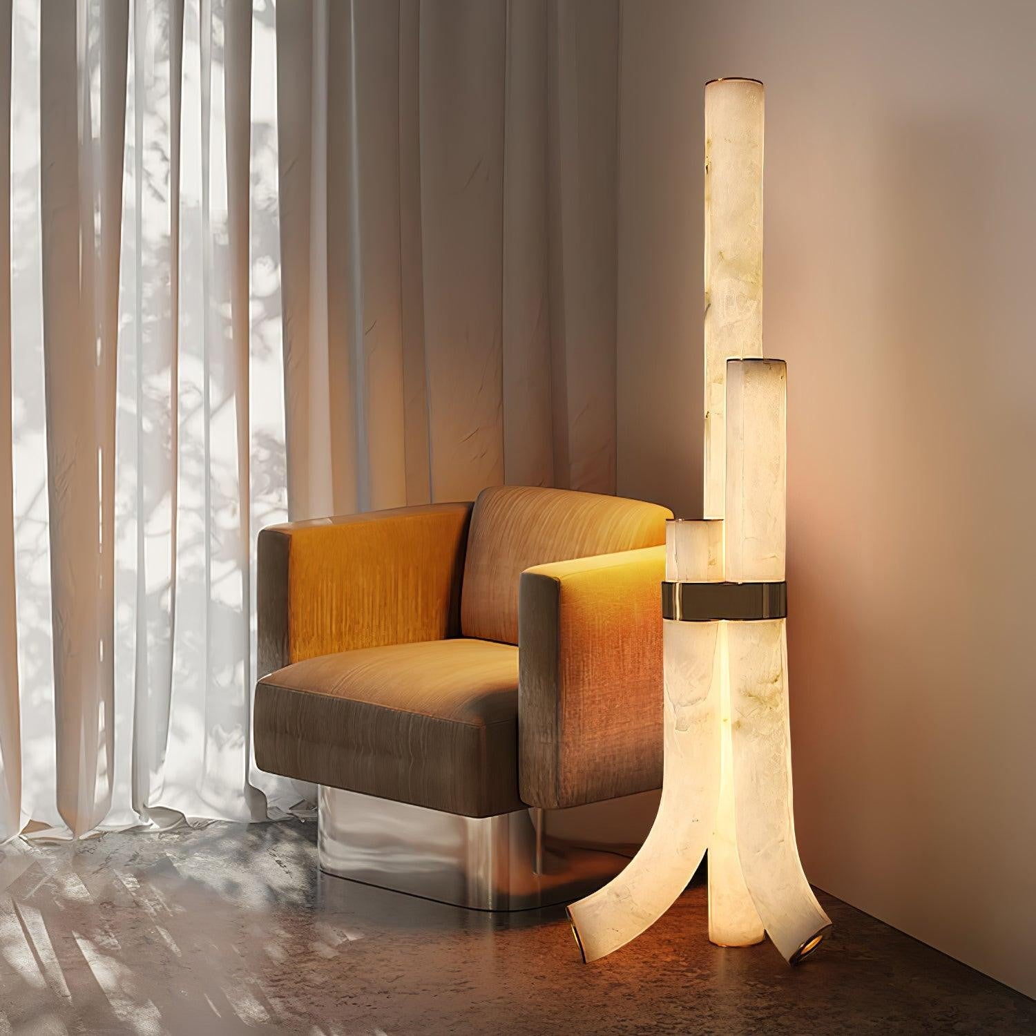 Trivera Alabaster Column Floor Lamp
