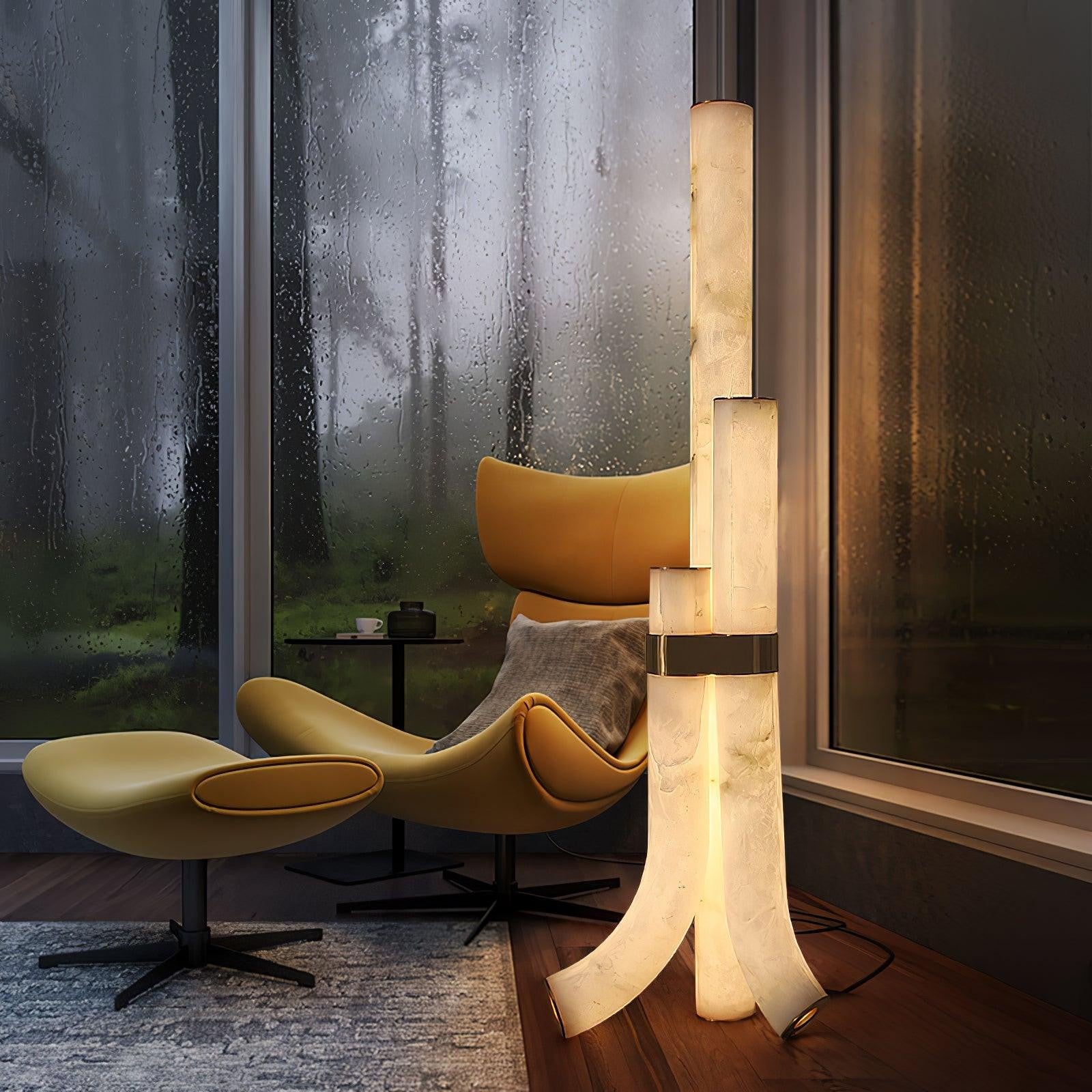 Trivera Alabaster Column Floor Lamp