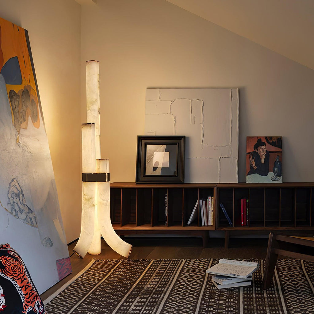 Trivera Alabaster Column Floor Lamp