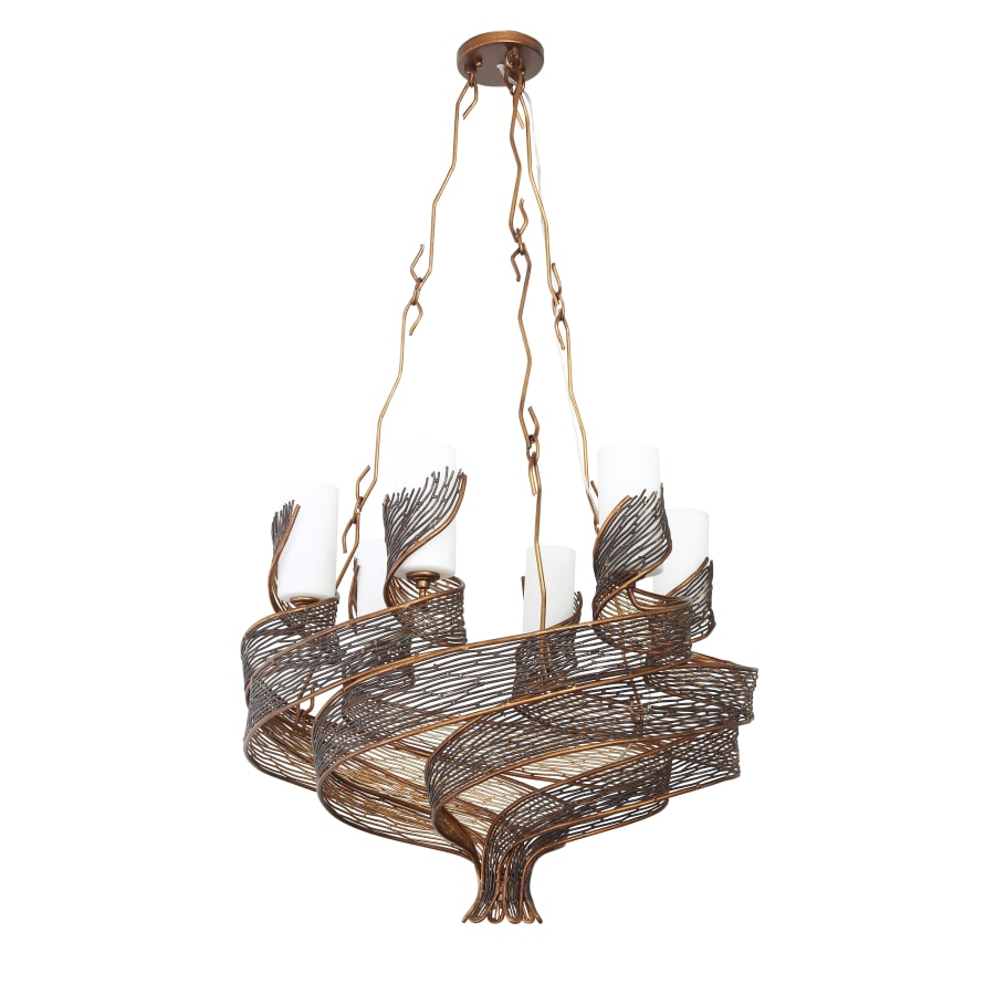 Varaluz Flow 6 Light 29" Hand Forged Recycled Steel Chandelier