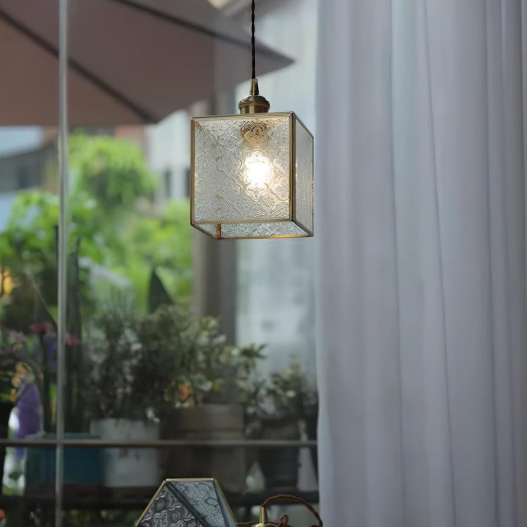 Veridian Pattern Glass Pendant