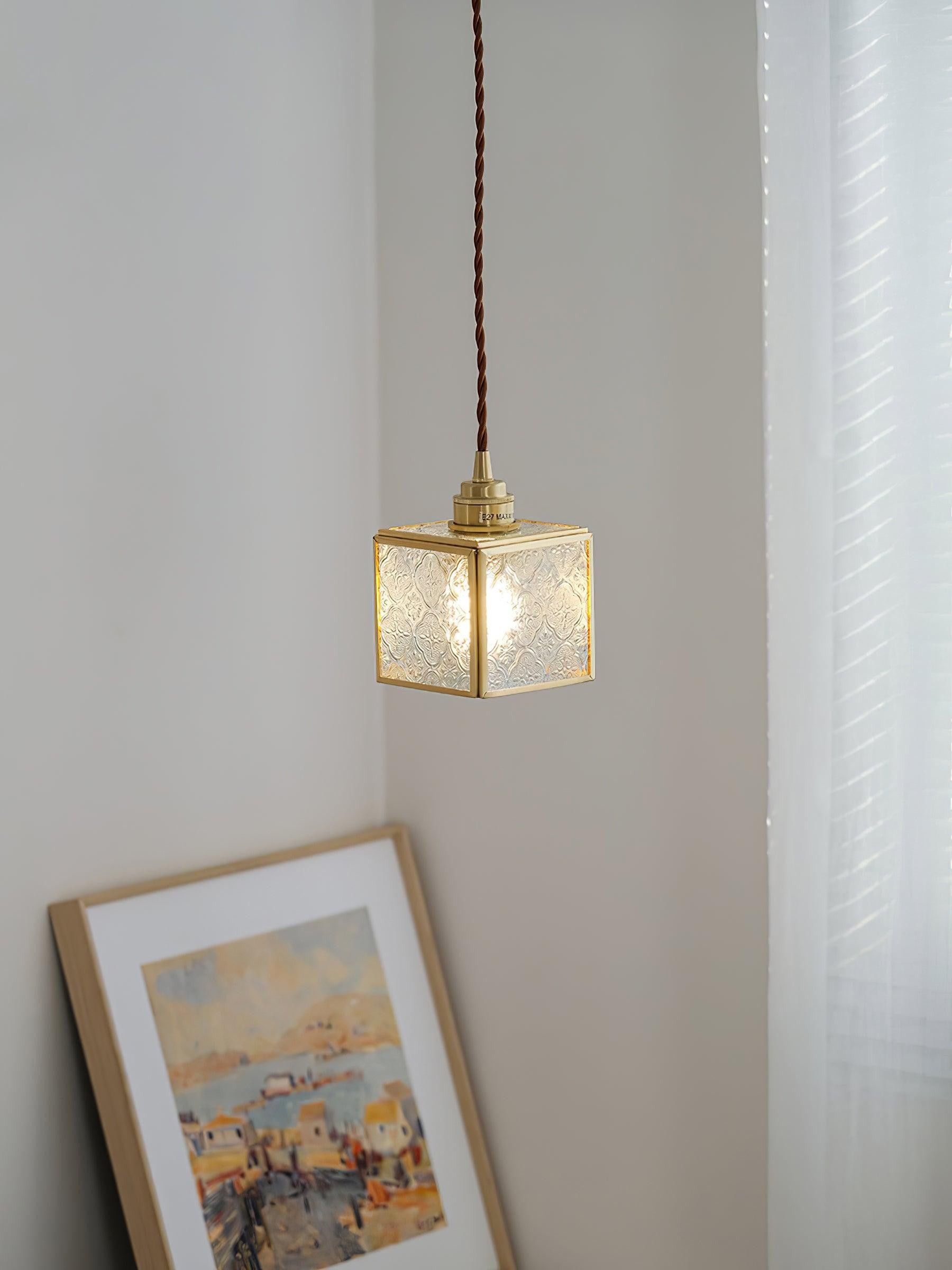 Veridian Pattern Glass Pendant