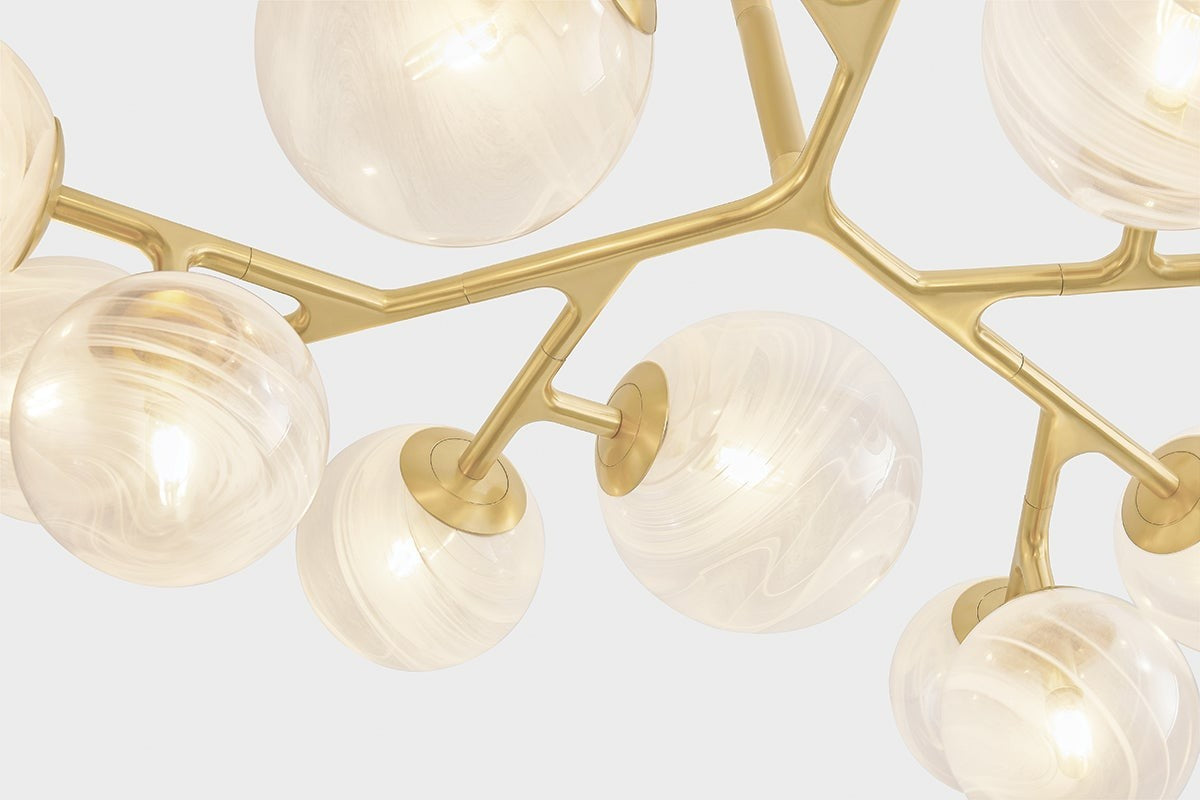 Vintage Brass Glass Disc Chandelier