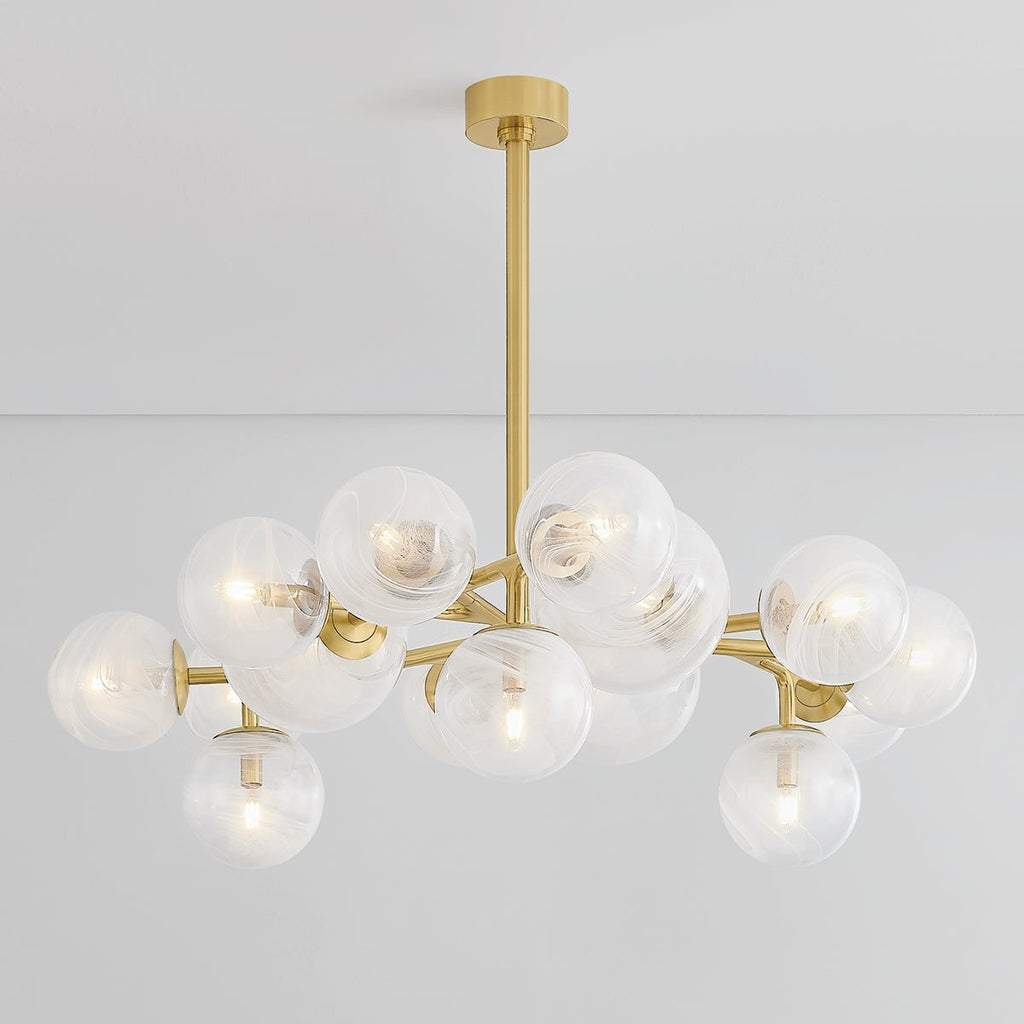 Vintage Brass Glass Disc Chandelier