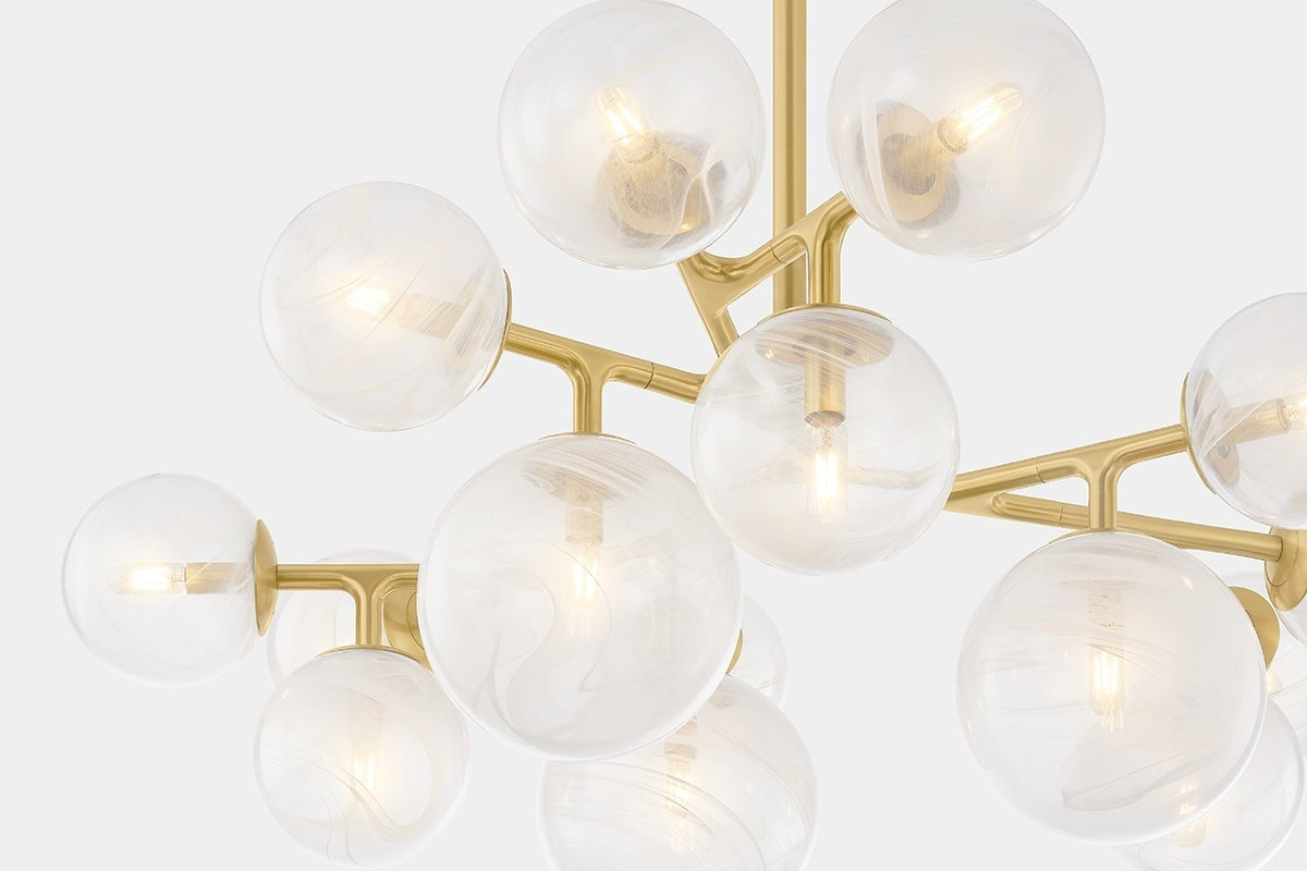 Vintage Brass Glass Disc Chandelier