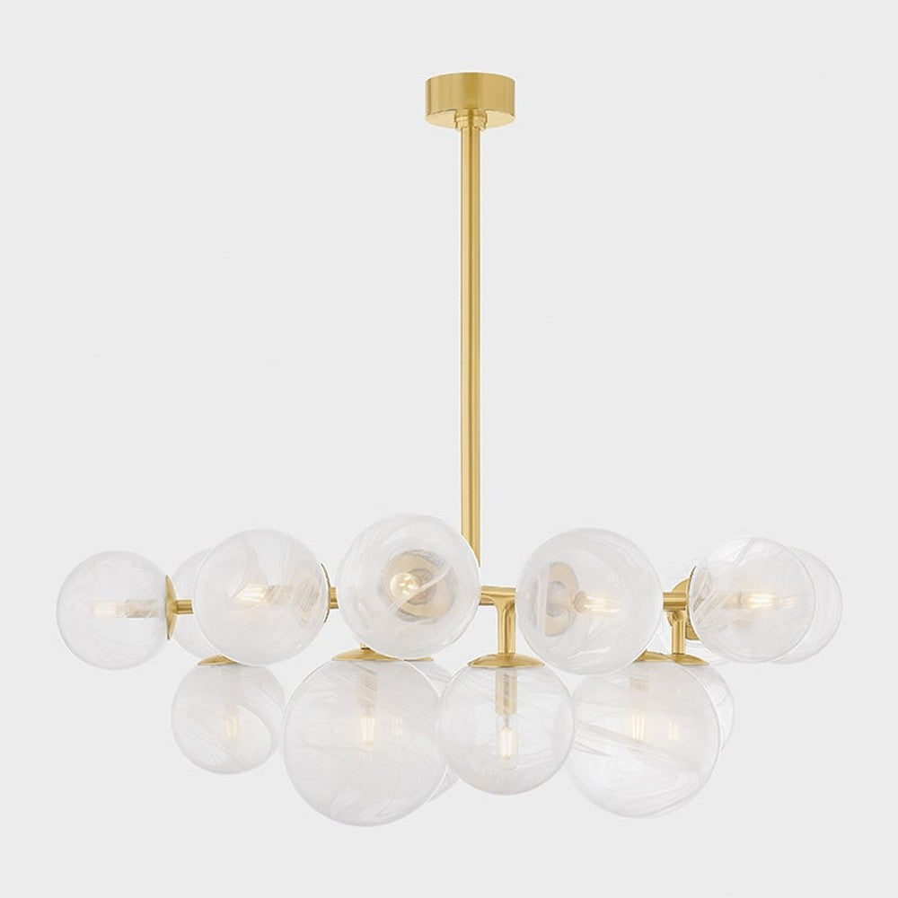 Vintage Brass Glass Disc Chandelier
