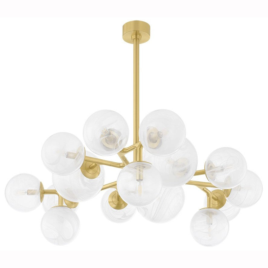 Vintage Brass Glass Disc Chandelier