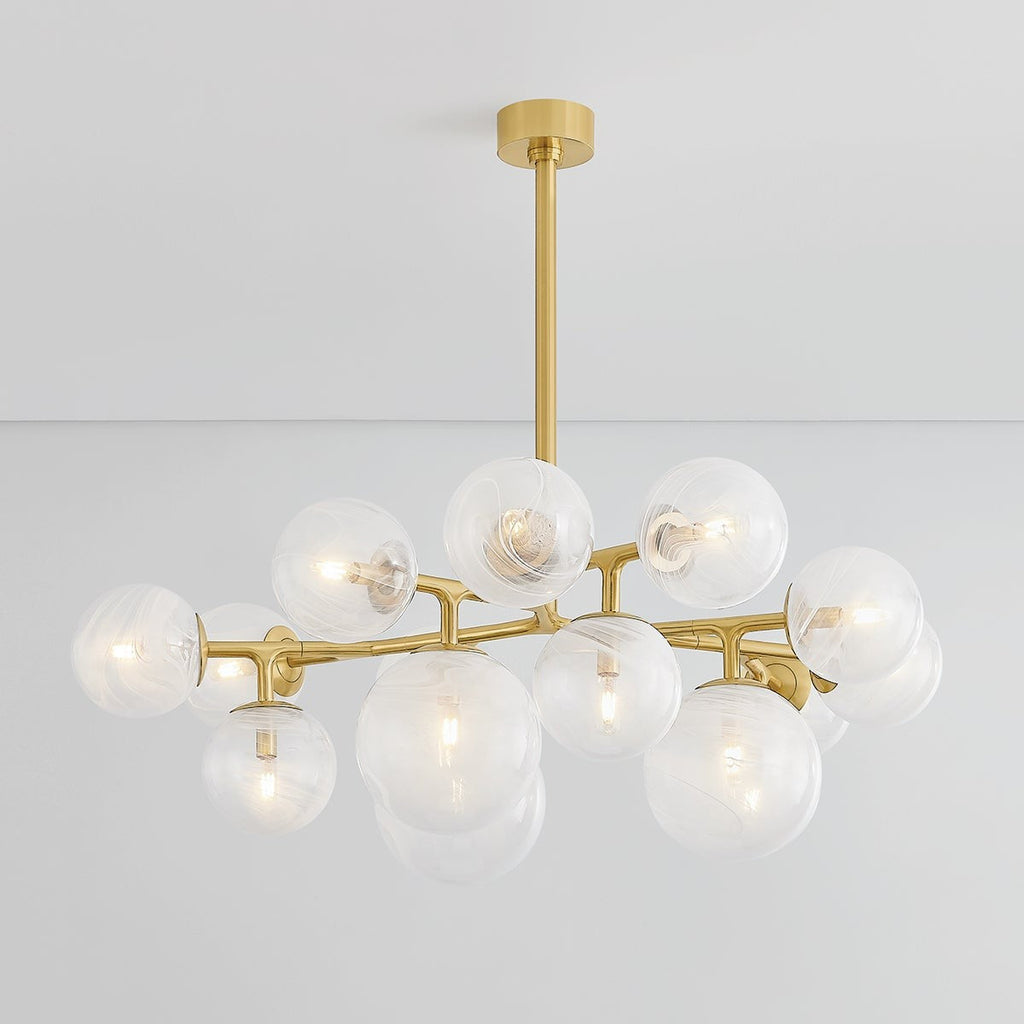 Vintage Brass Glass Disc Chandelier